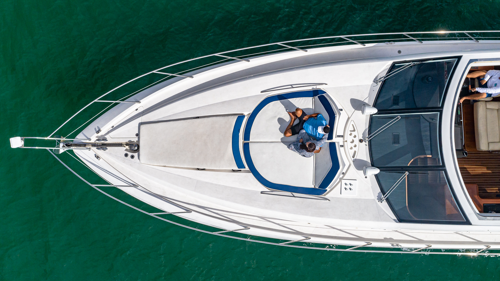 75ft Sunseeker Aquah yacht rental Miami - navigation bridge and helm station
