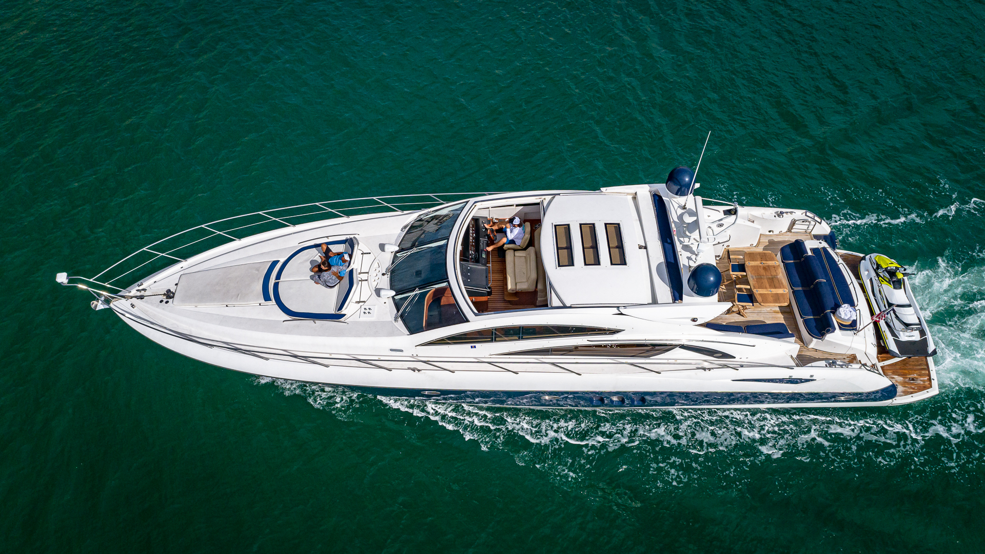75ft Sunseeker Aquah yacht rental Miami - premium amenities and entertainment system
