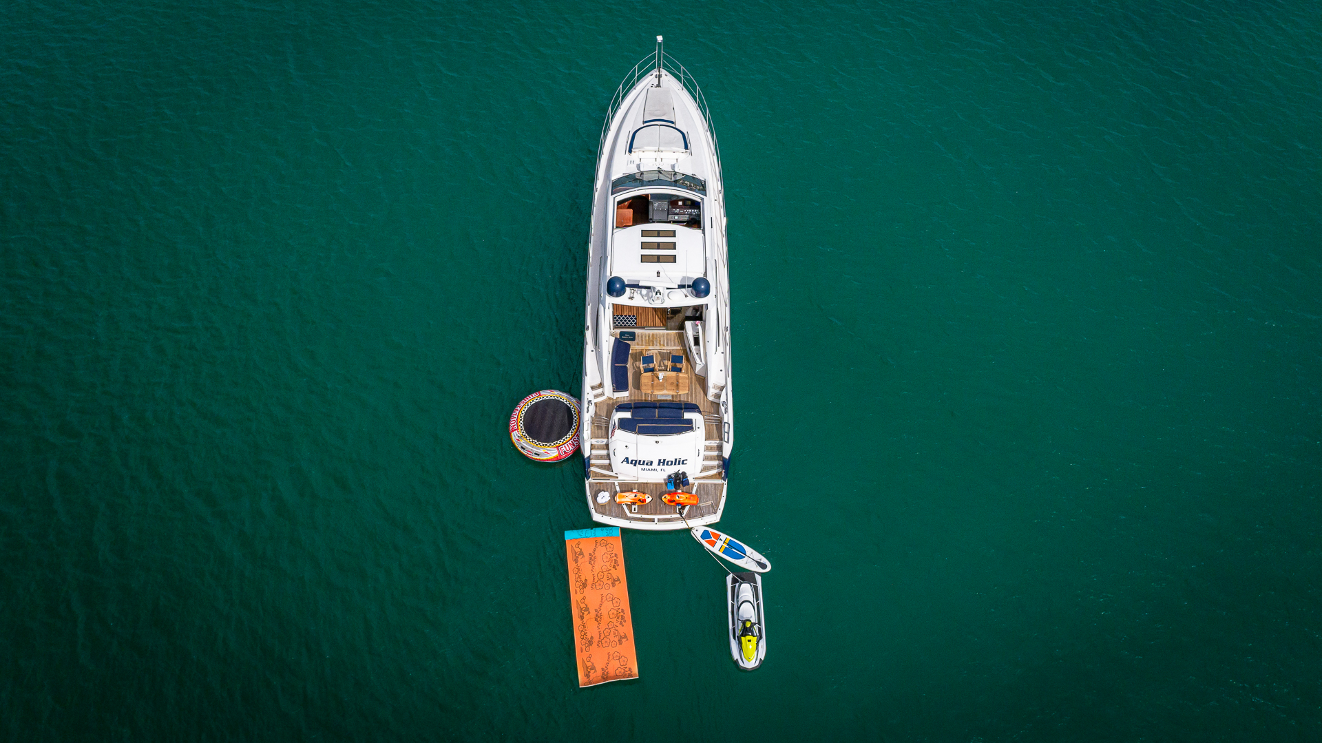 75ft Sunseeker Aquah yacht rental Miami - water toys and recreational equipment