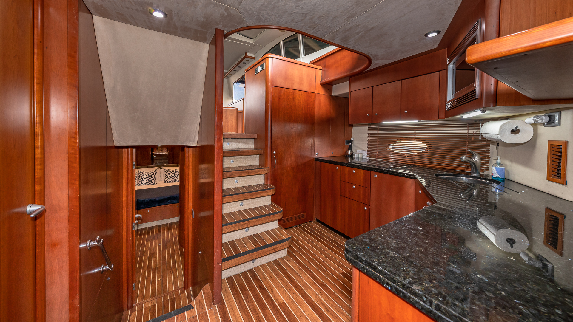 75ft Sunseeker Aquah yacht rental Miami - elegant interior salon for corporate events and private gatherings