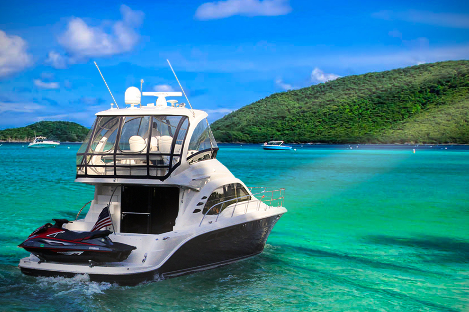 55ft Sea Ray J yacht rental Miami - stern swim platform with water access for snorkeling