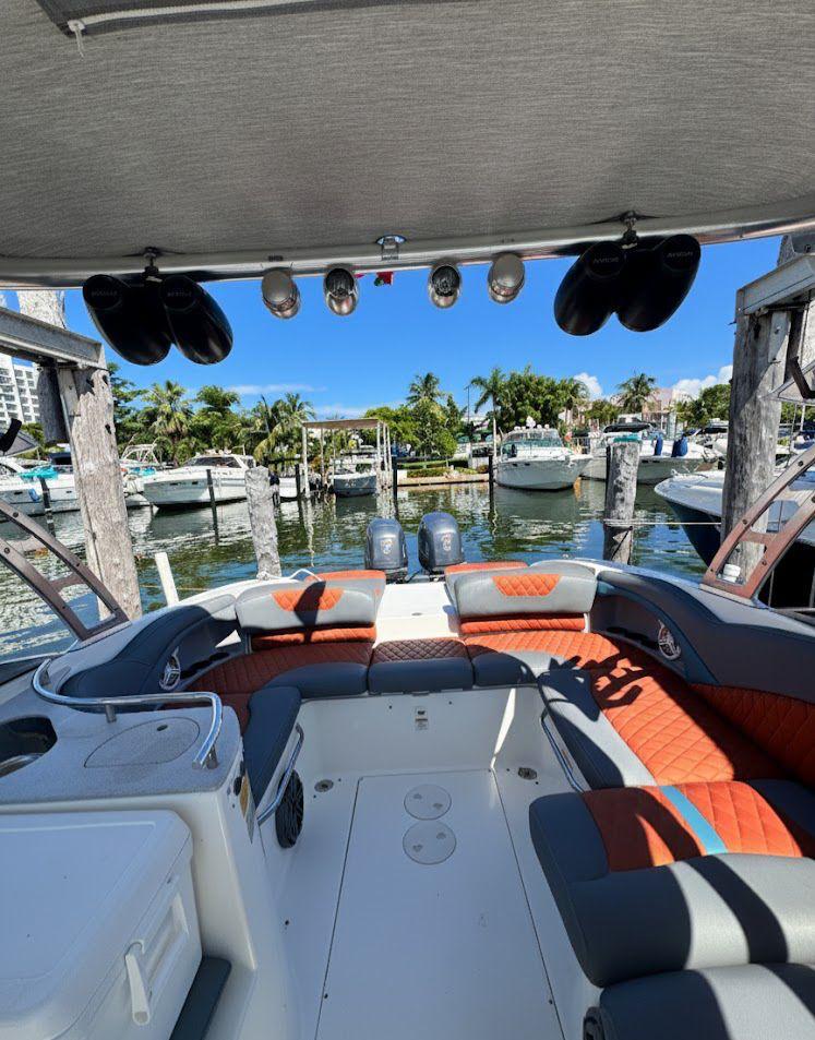 26ft Mastercraft yacht rental Miami - comfortable lounge area for group celebrations