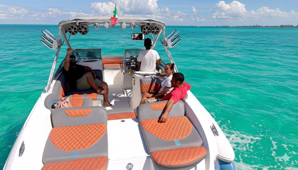 40ft Sea Ray yacht rental Miami - elegant interior salon for corporate events and private gatherings