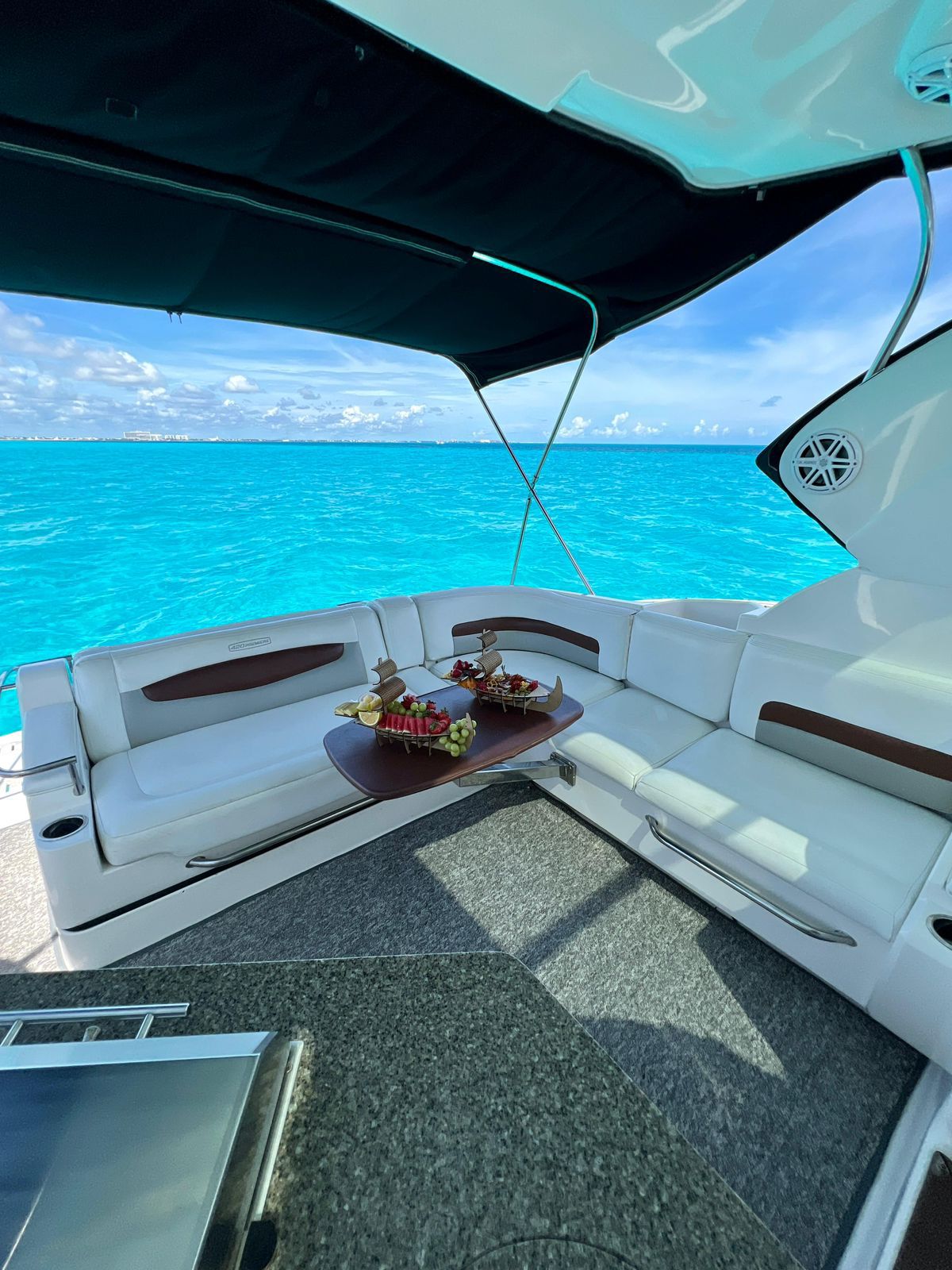 42ft Chaparral yacht rental Miami - galley kitchen for catered yacht events