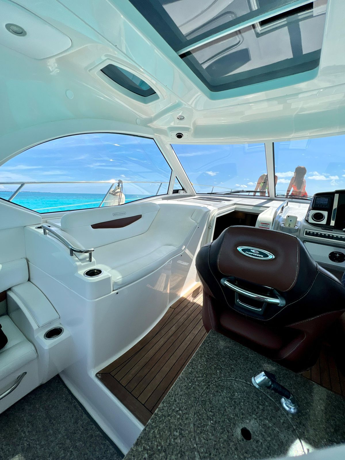 42ft Chaparral yacht rental Miami - comfortable lounge area for group celebrations