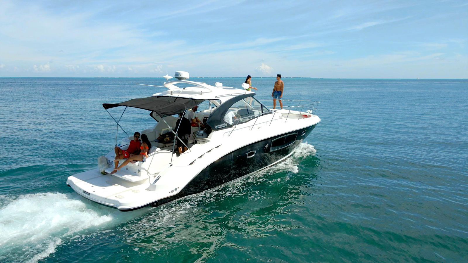 42ft Chaparral yacht rental Miami - spacious deck area ideal for sunset cruises and bachelorette parties