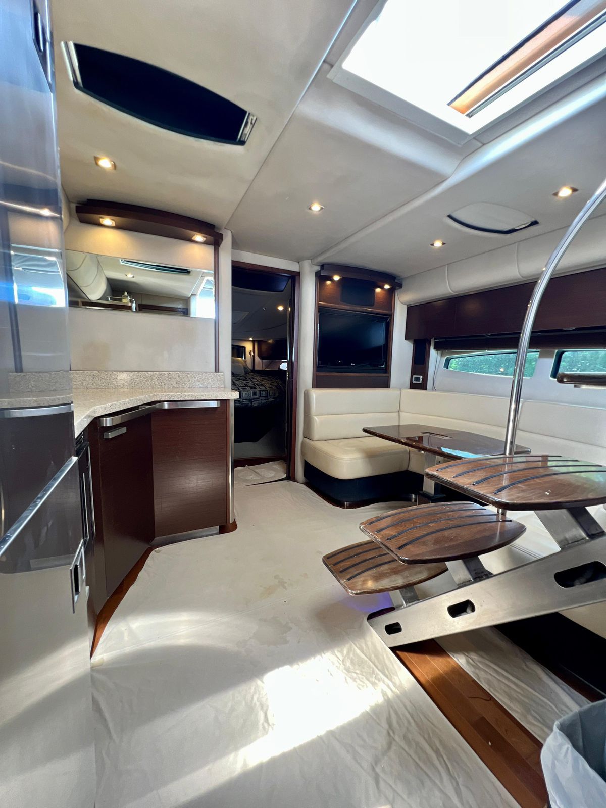 42ft Chaparral yacht rental Miami - elegant interior salon for corporate events and private gatherings