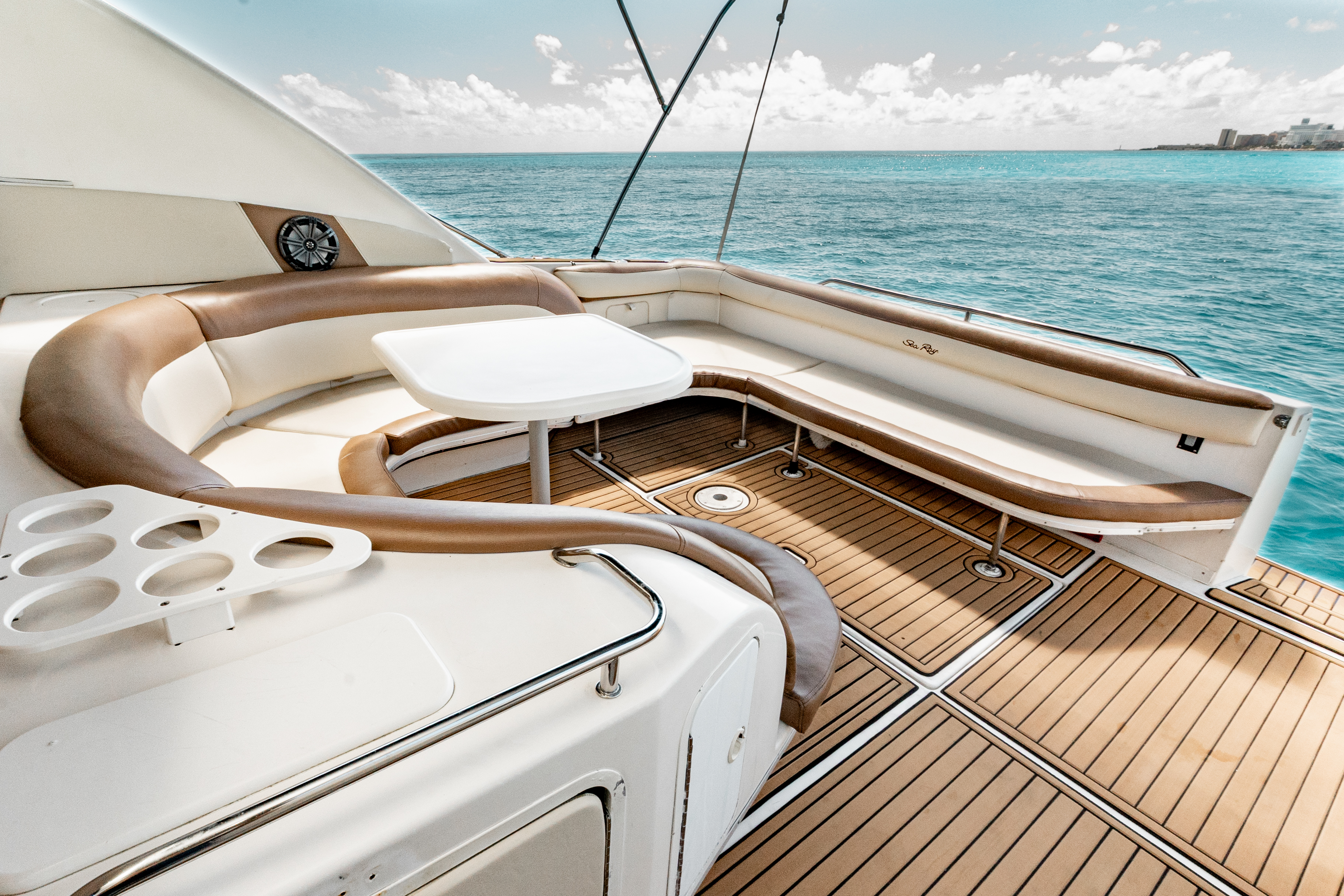 45ft Sea Ray yacht rental Miami - comfortable lounge area for group celebrations
