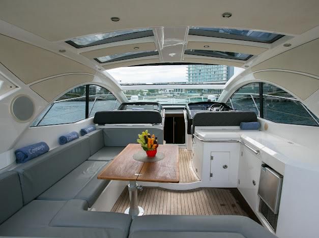 54ft Sunseeker San Remo yacht rental Miami - galley kitchen for catered yacht events
