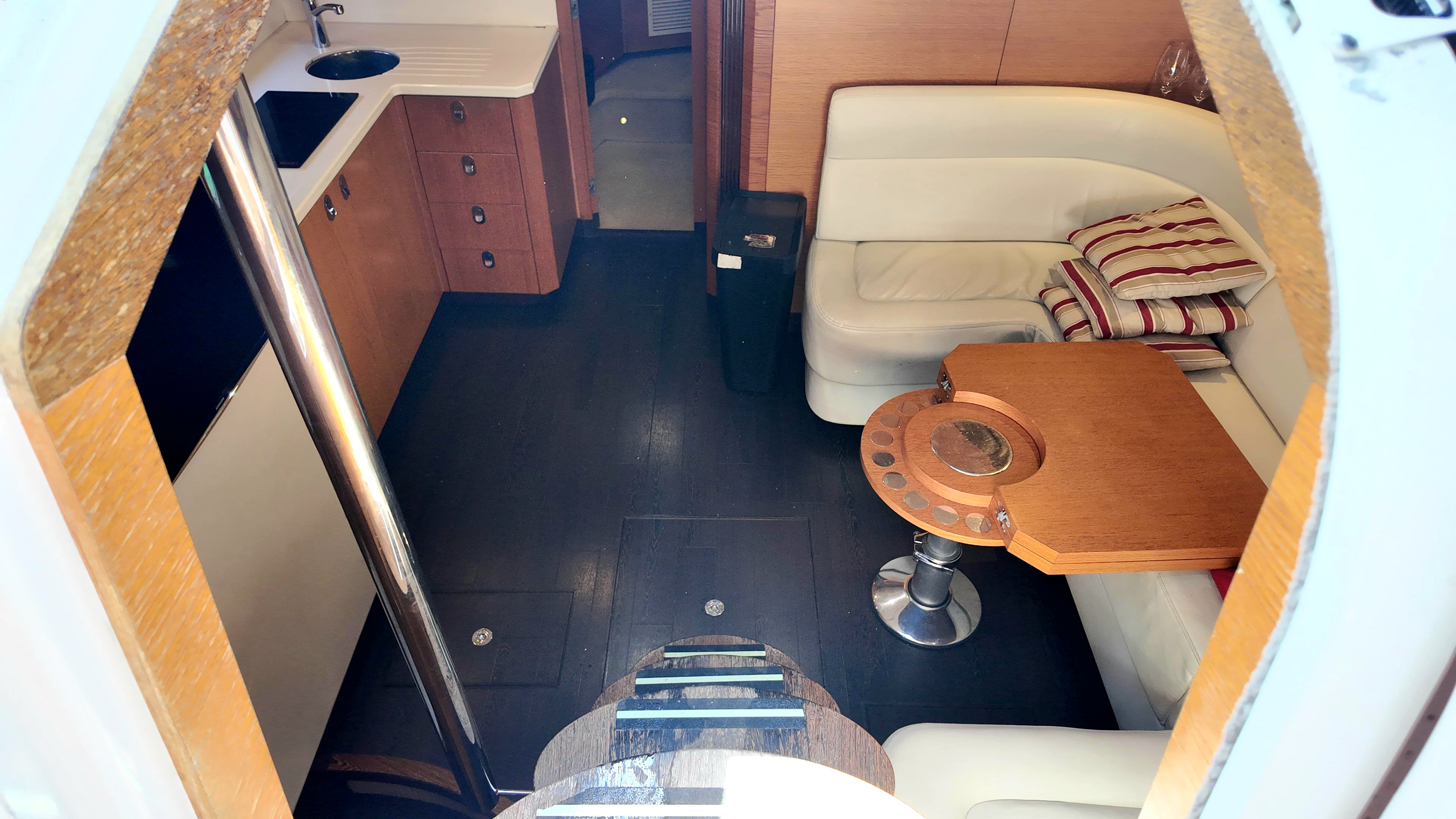 54ft Sunseeker San Remo yacht rental Miami - flybridge with panoramic views of Miami skyline