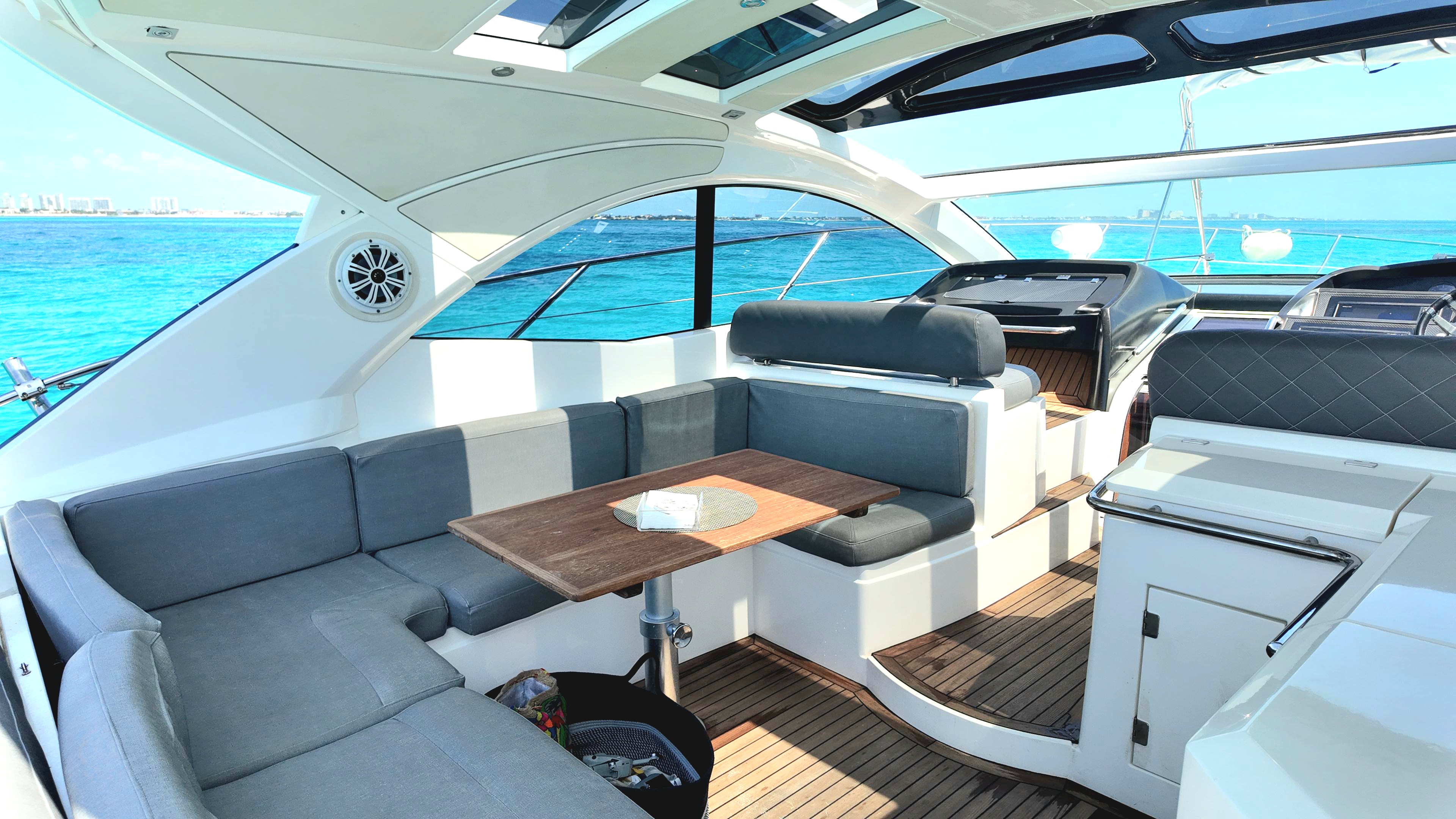 54ft Sunseeker San Remo yacht rental Miami - galley kitchen for catered yacht events