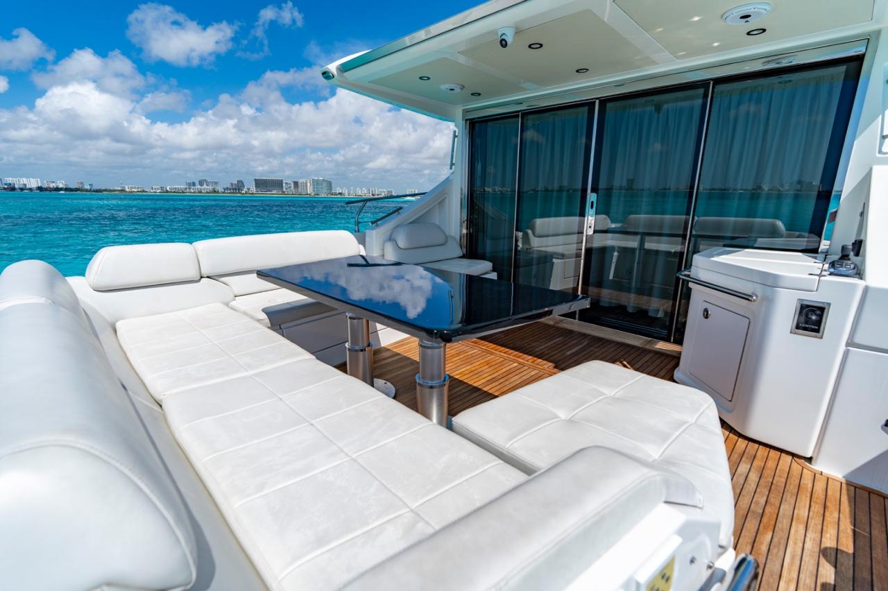 55ft Azimut yacht rental Miami - spacious deck area ideal for sunset cruises and bachelorette parties