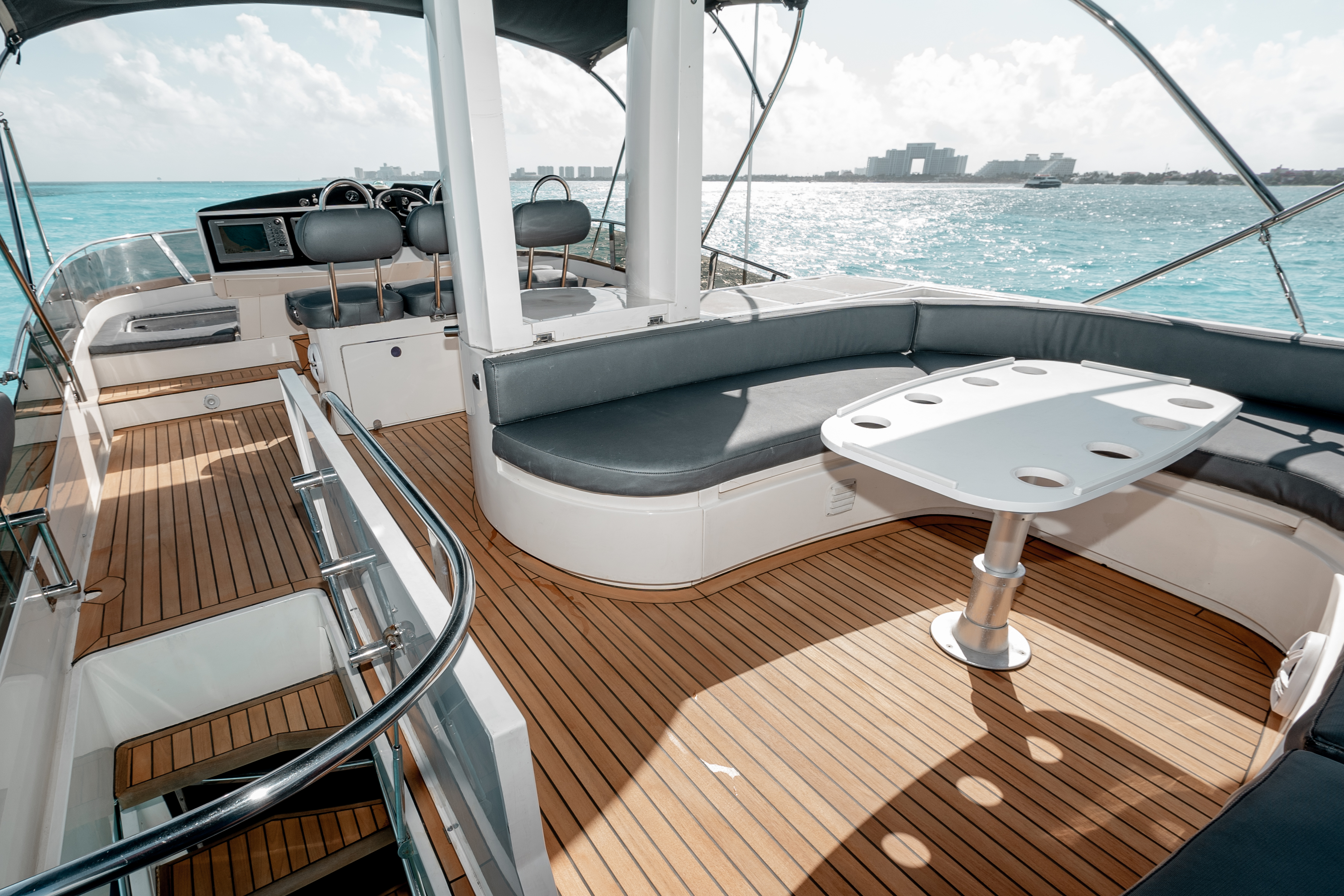 65ft Fairline Squadron yacht rental Miami - galley kitchen for catered yacht events