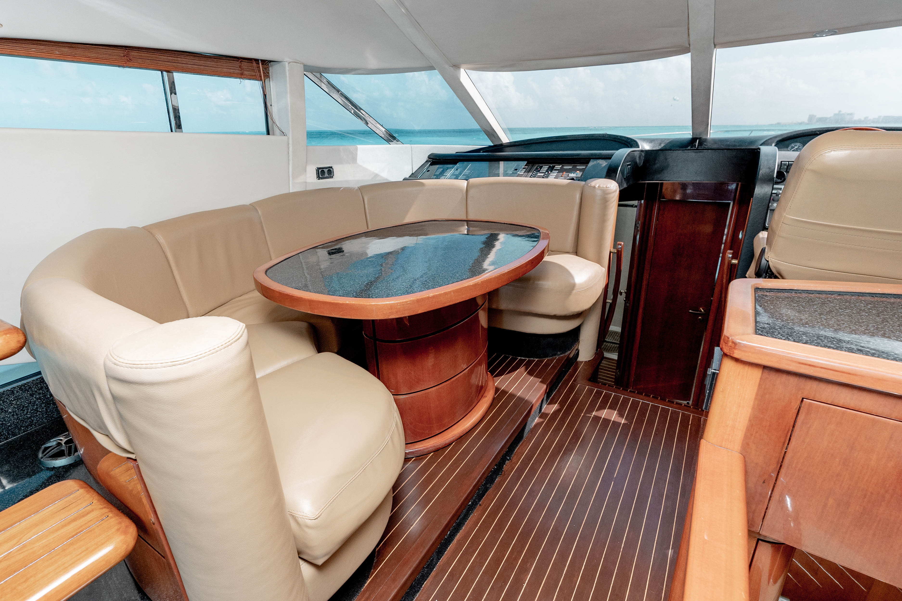 65ft Fairline Squadron yacht rental Miami - spacious deck area ideal for sunset cruises and bachelorette parties