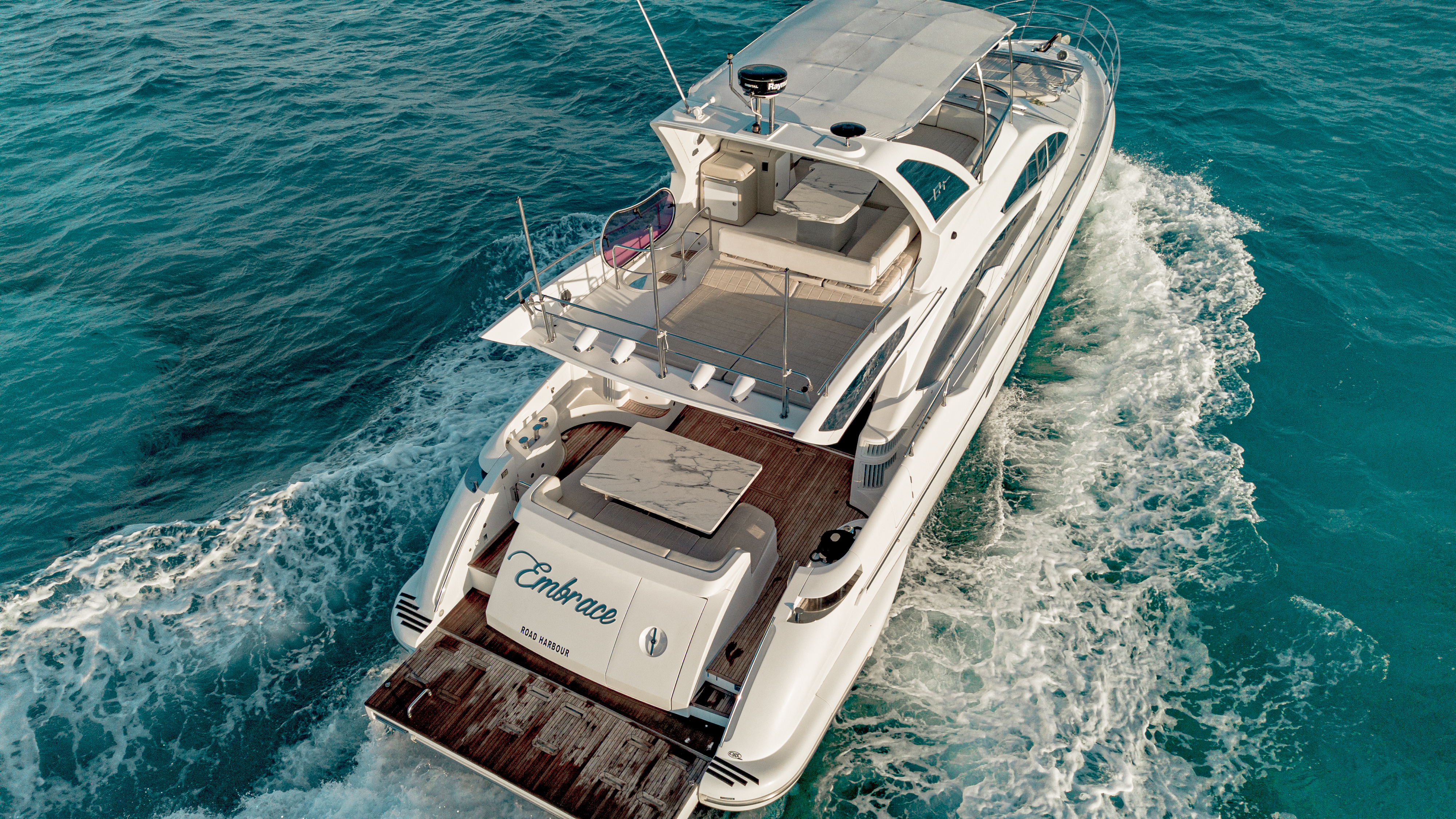 65ft Azimut yacht rental Miami - comfortable lounge area for group celebrations