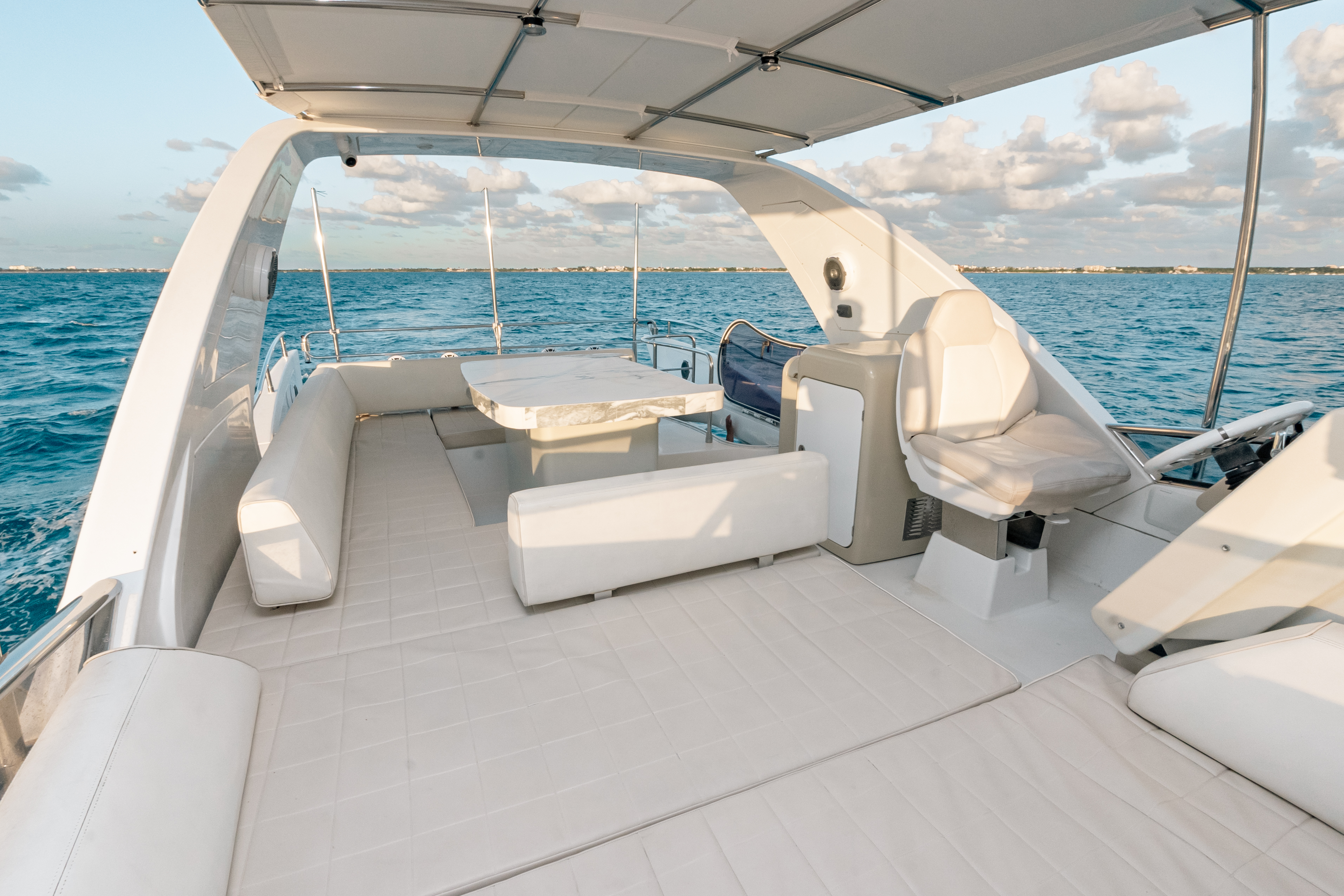 65ft Azimut yacht rental Miami - elegant interior salon for corporate events and private gatherings
