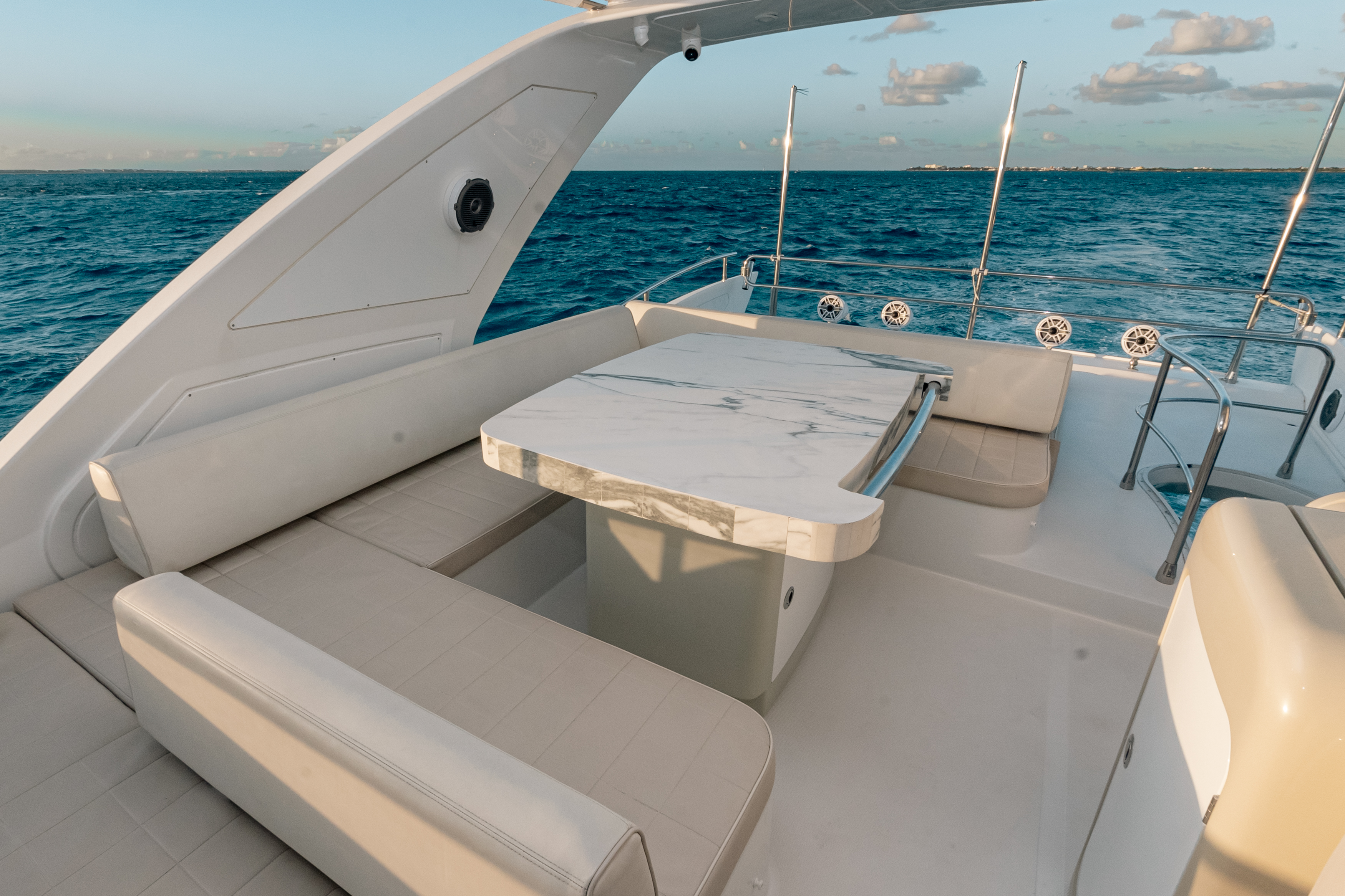 65ft Azimut yacht rental Miami - elegant interior salon for corporate events and private gatherings