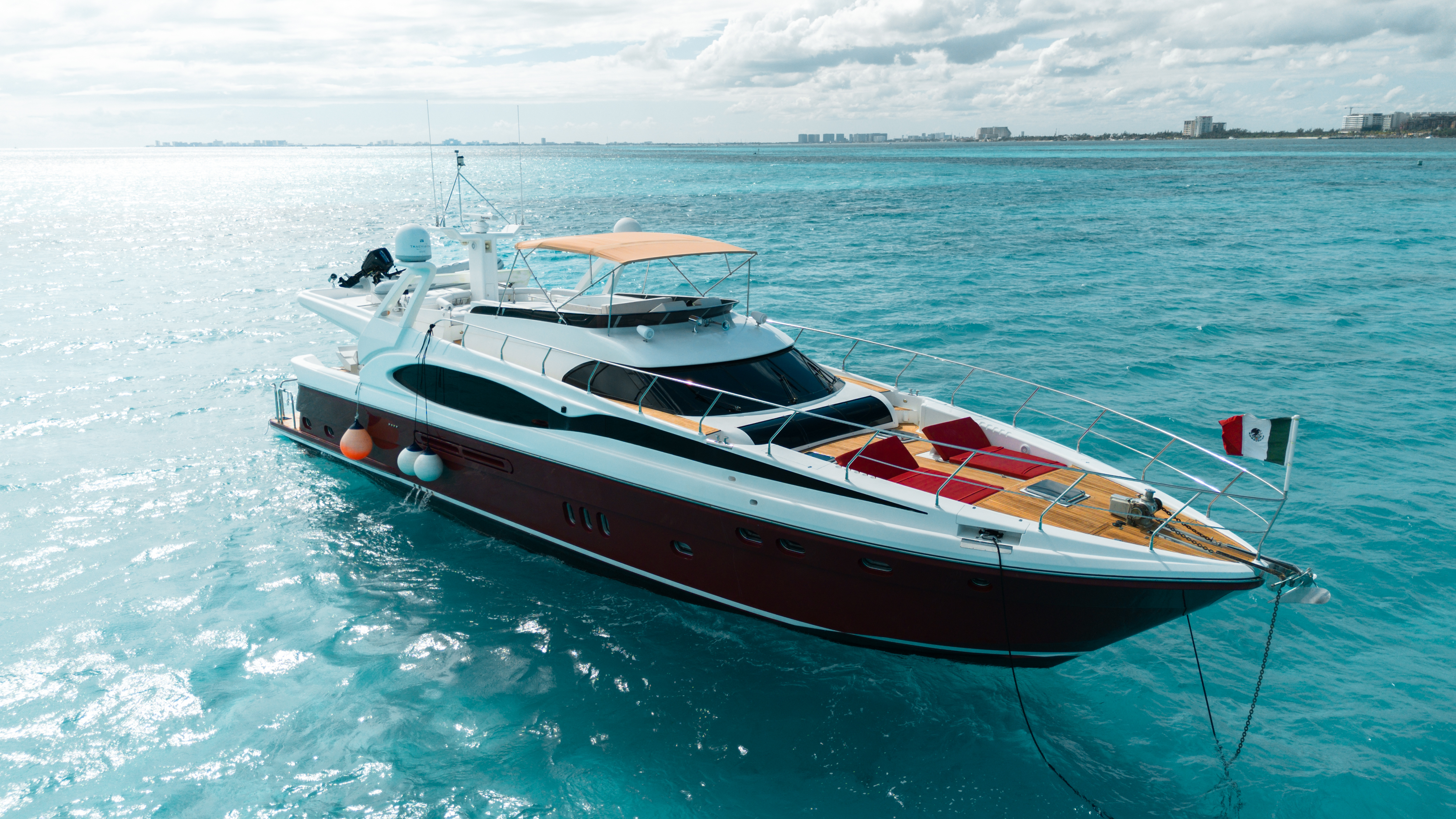 80ft Dynacraft yacht rental Miami - elegant interior salon for corporate events and private gatherings