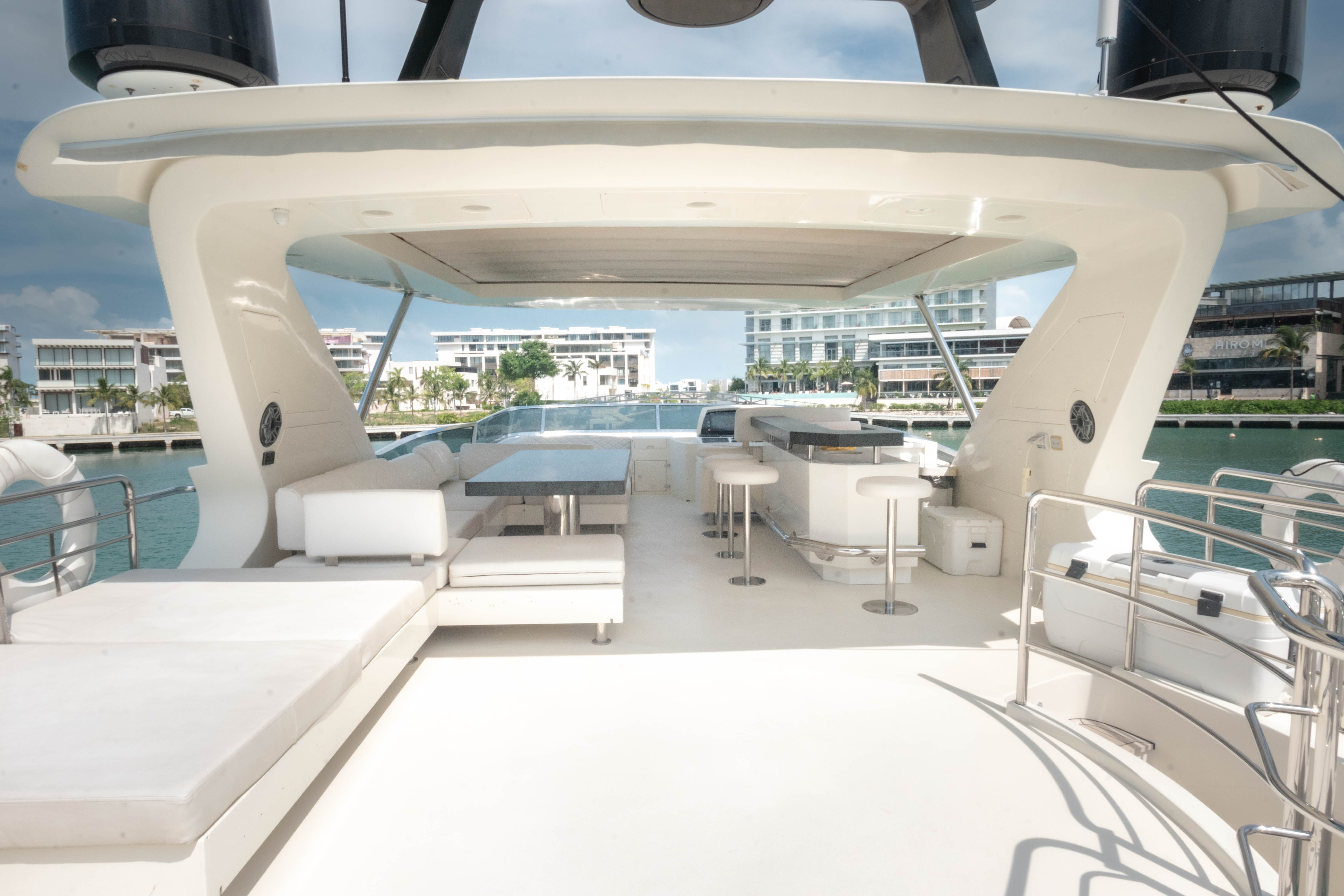 84ft Azimut yacht rental Miami - elegant interior salon for corporate events and private gatherings