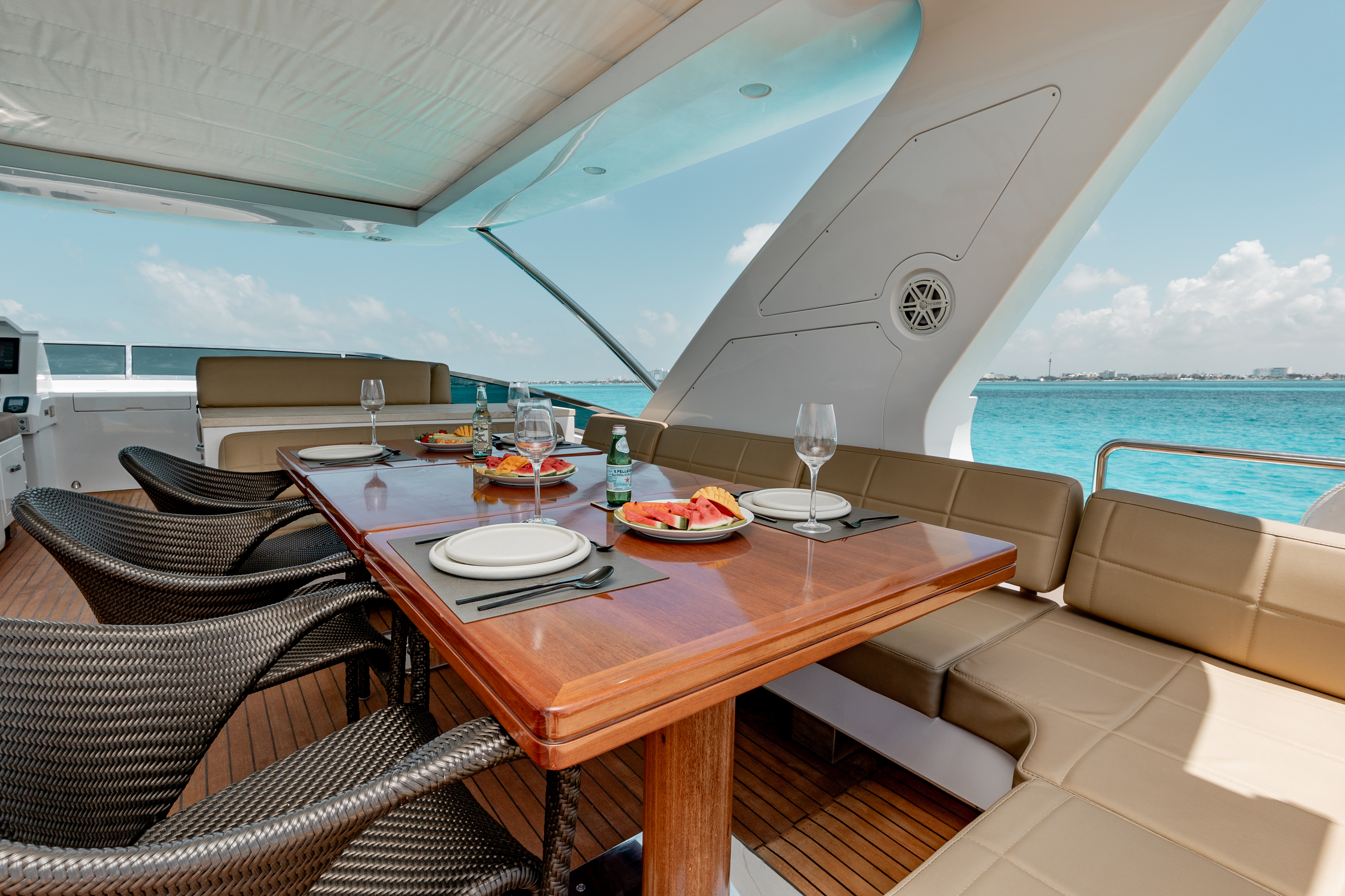 95ft Azimut yacht rental Miami - elegant interior salon for corporate events and private gatherings