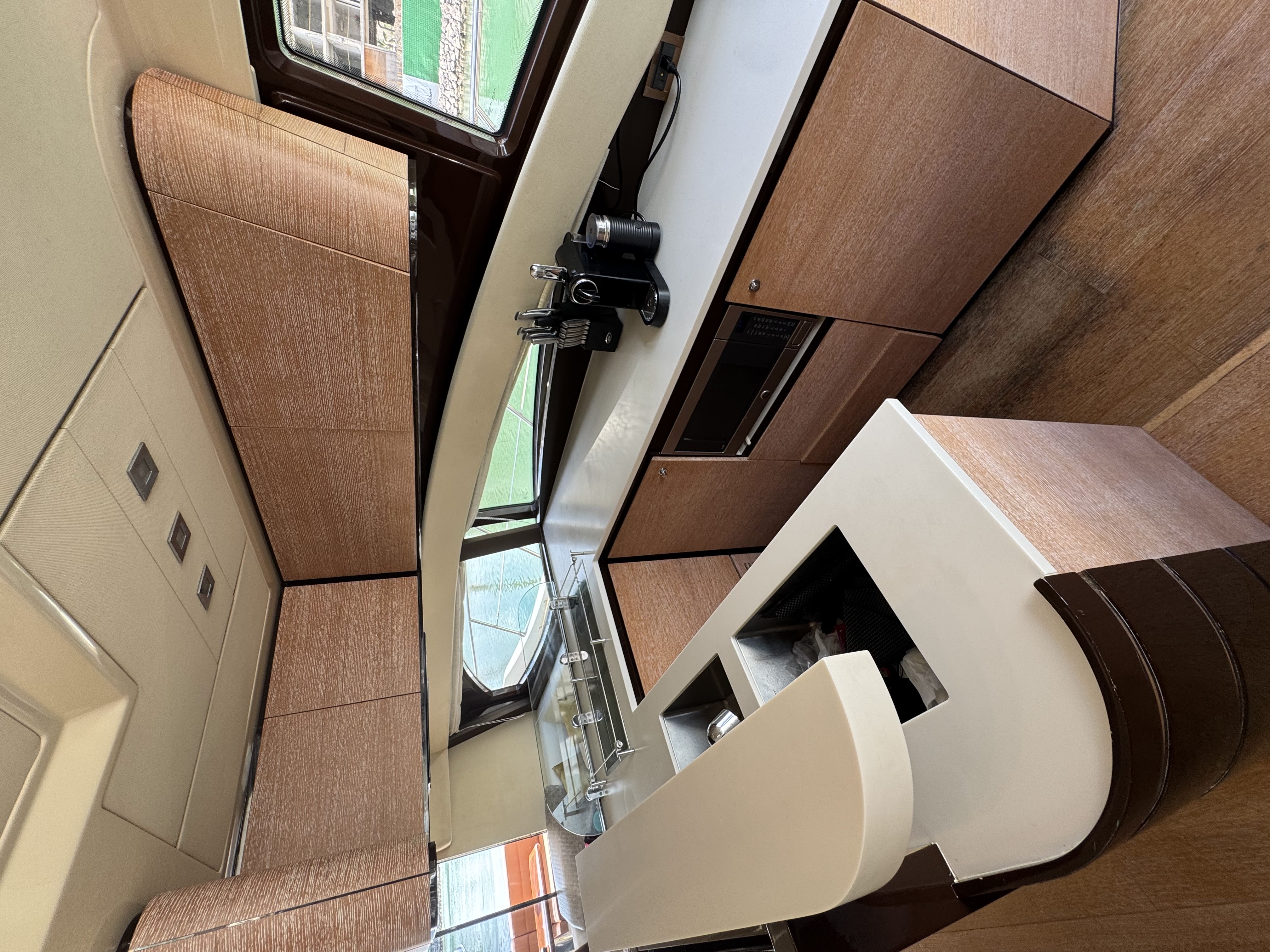 58ft Azimut yacht rental Miami - flybridge with panoramic views of Miami skyline