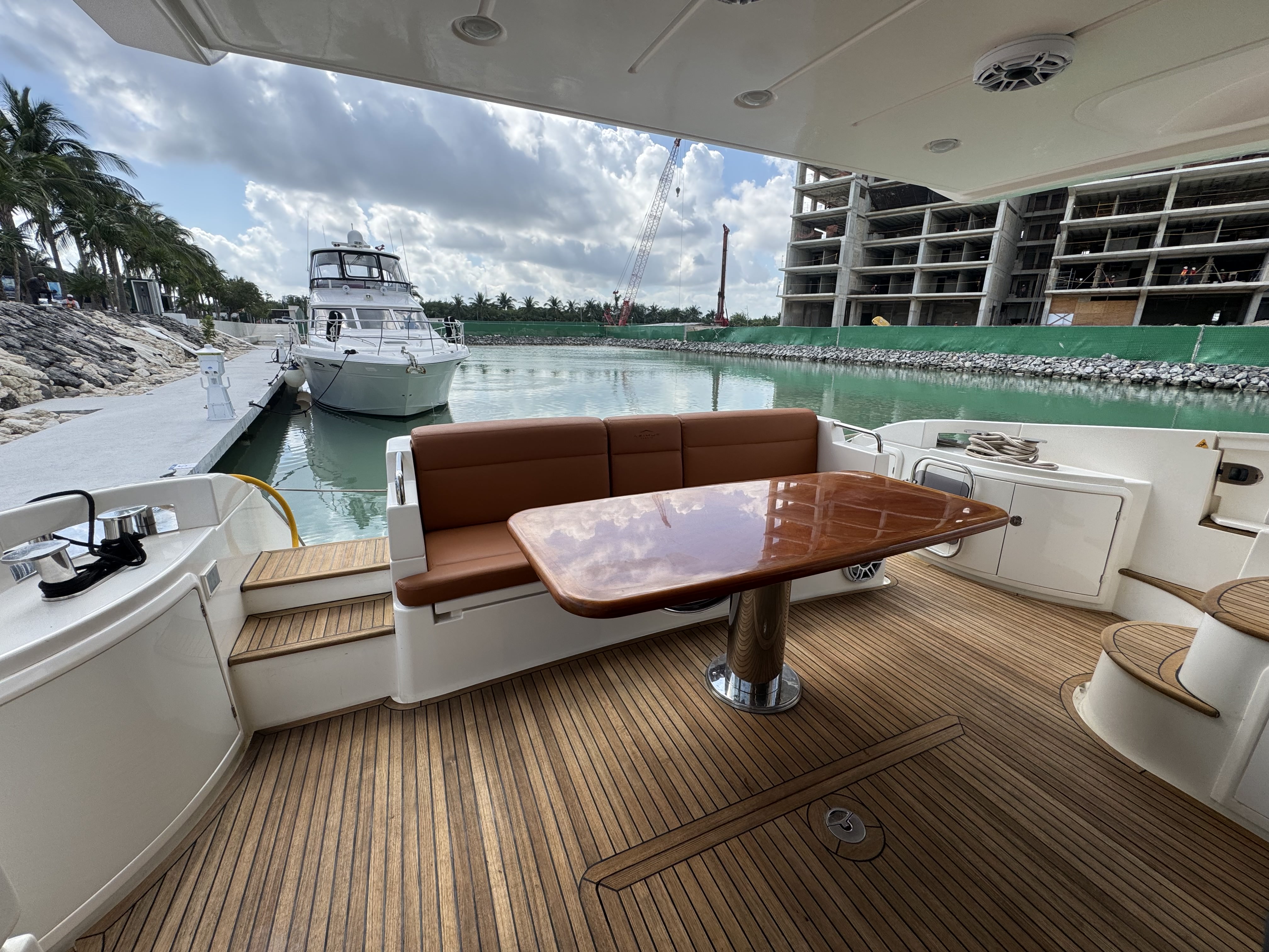 58ft Azimut yacht rental Miami - elegant interior salon for corporate events and private gatherings