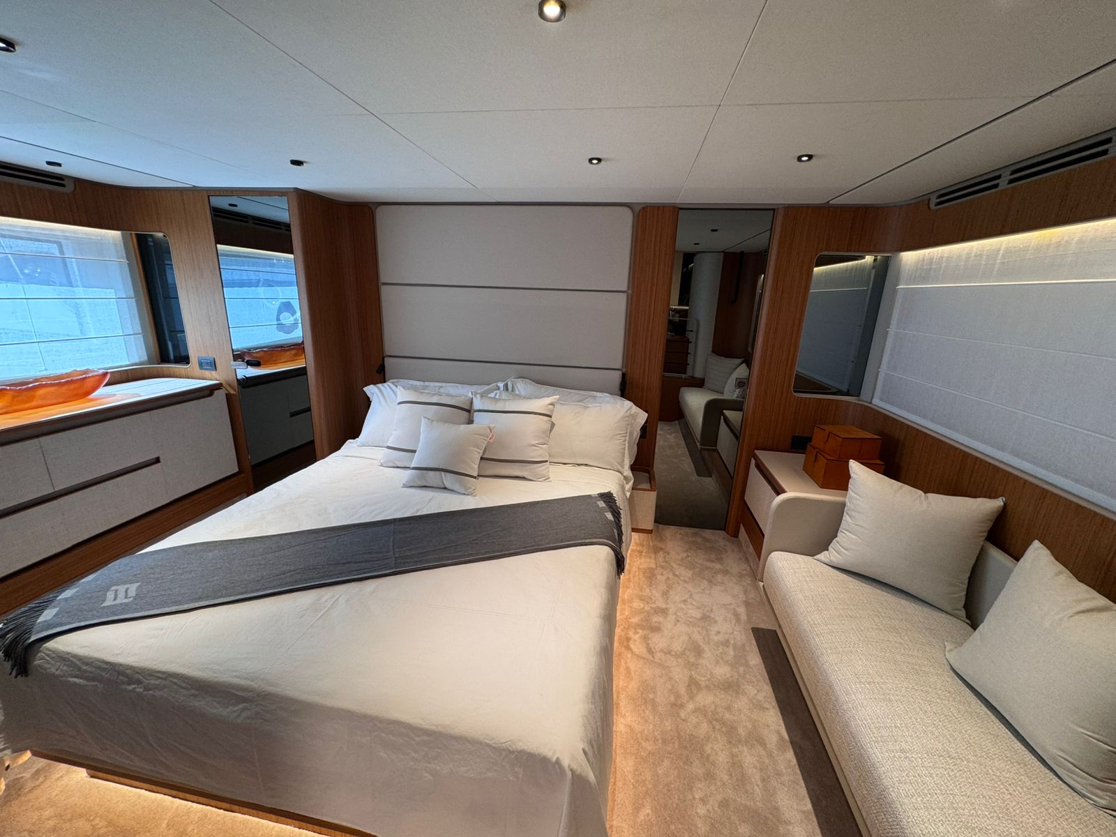 70ft Ferretti yacht rental Miami - spacious deck area ideal for sunset cruises and bachelorette parties
