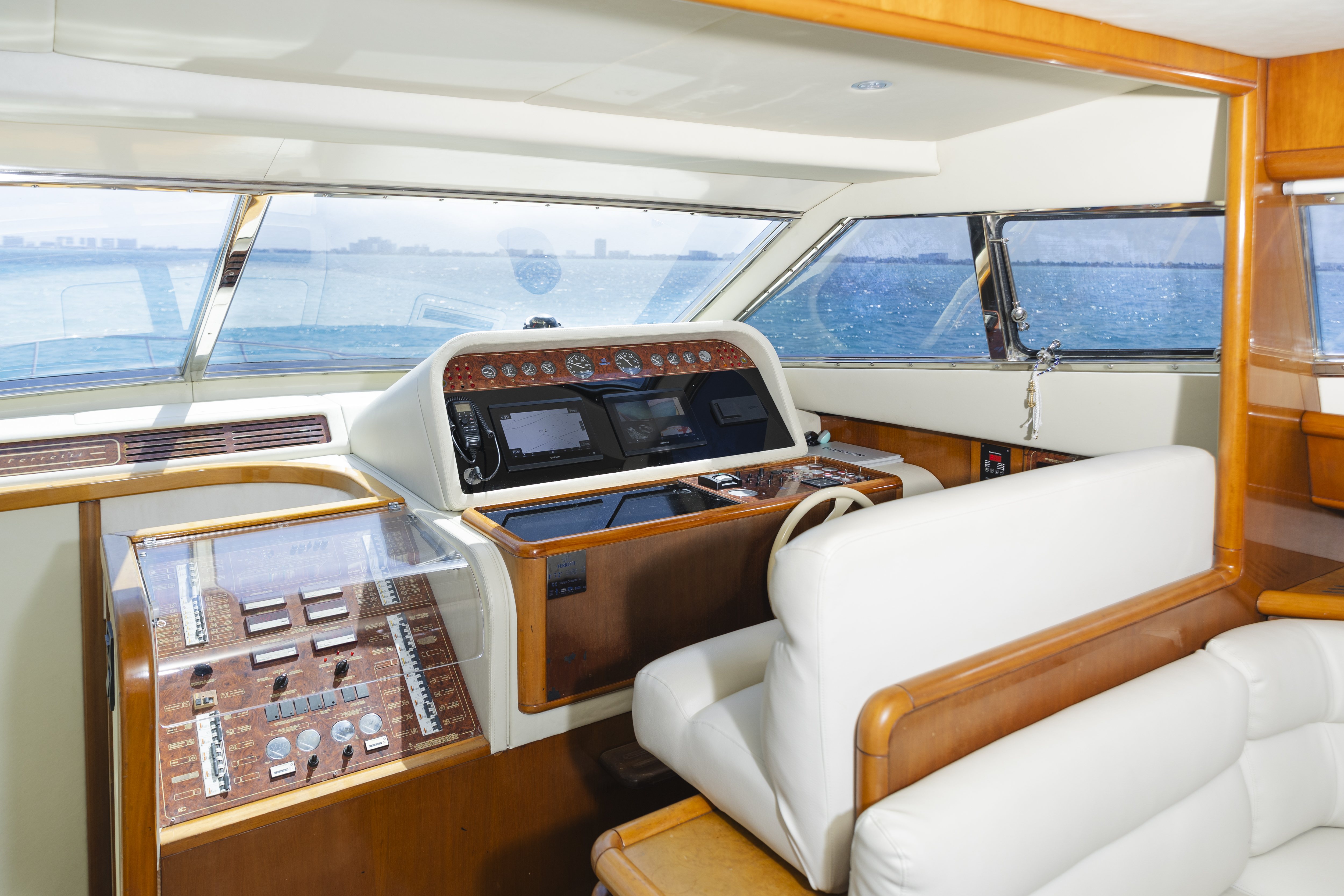 74ft Ferretti yacht rental Miami - premium amenities and entertainment system