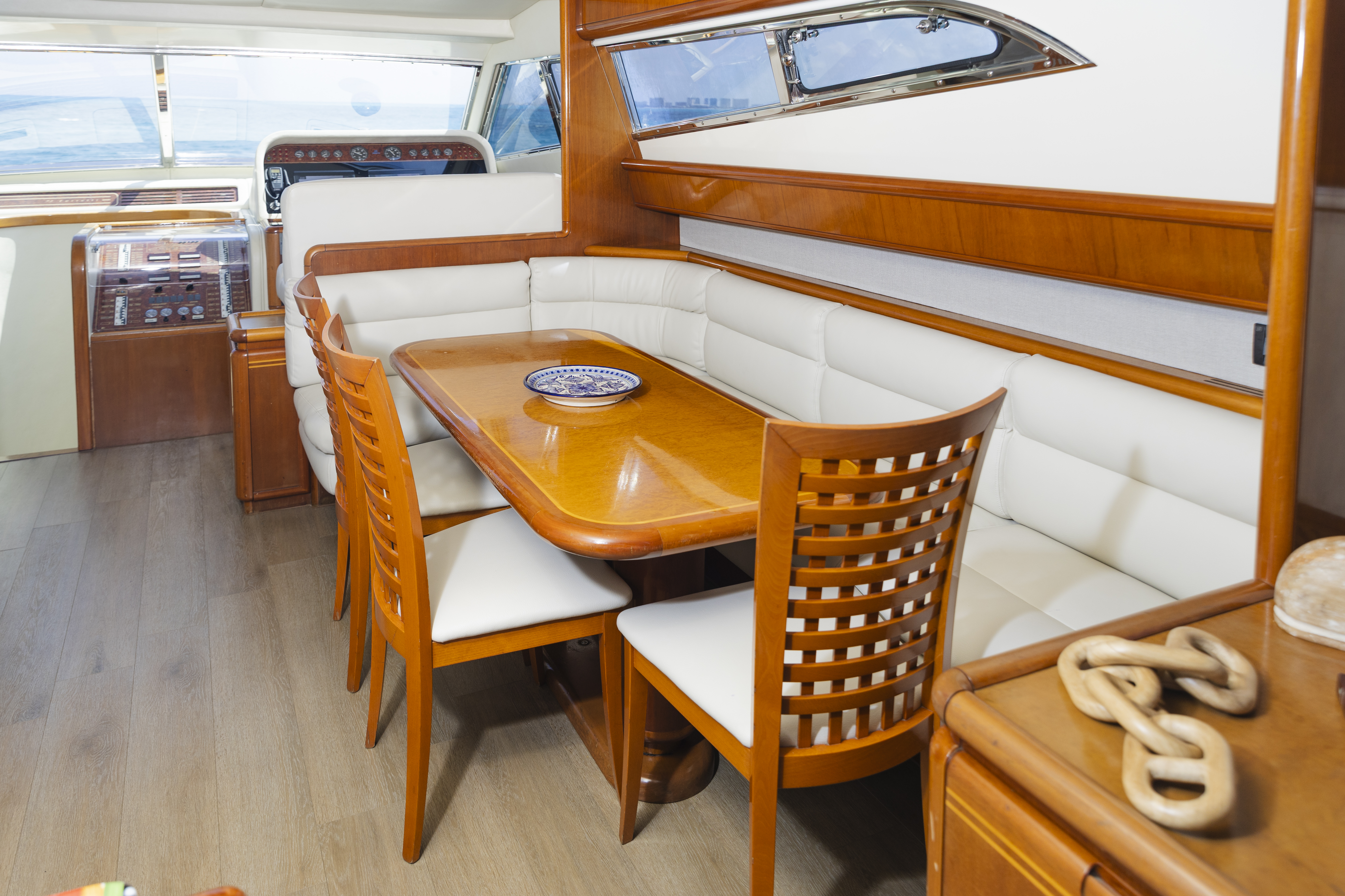 74ft Ferretti yacht rental Miami - comfortable lounge area for group celebrations