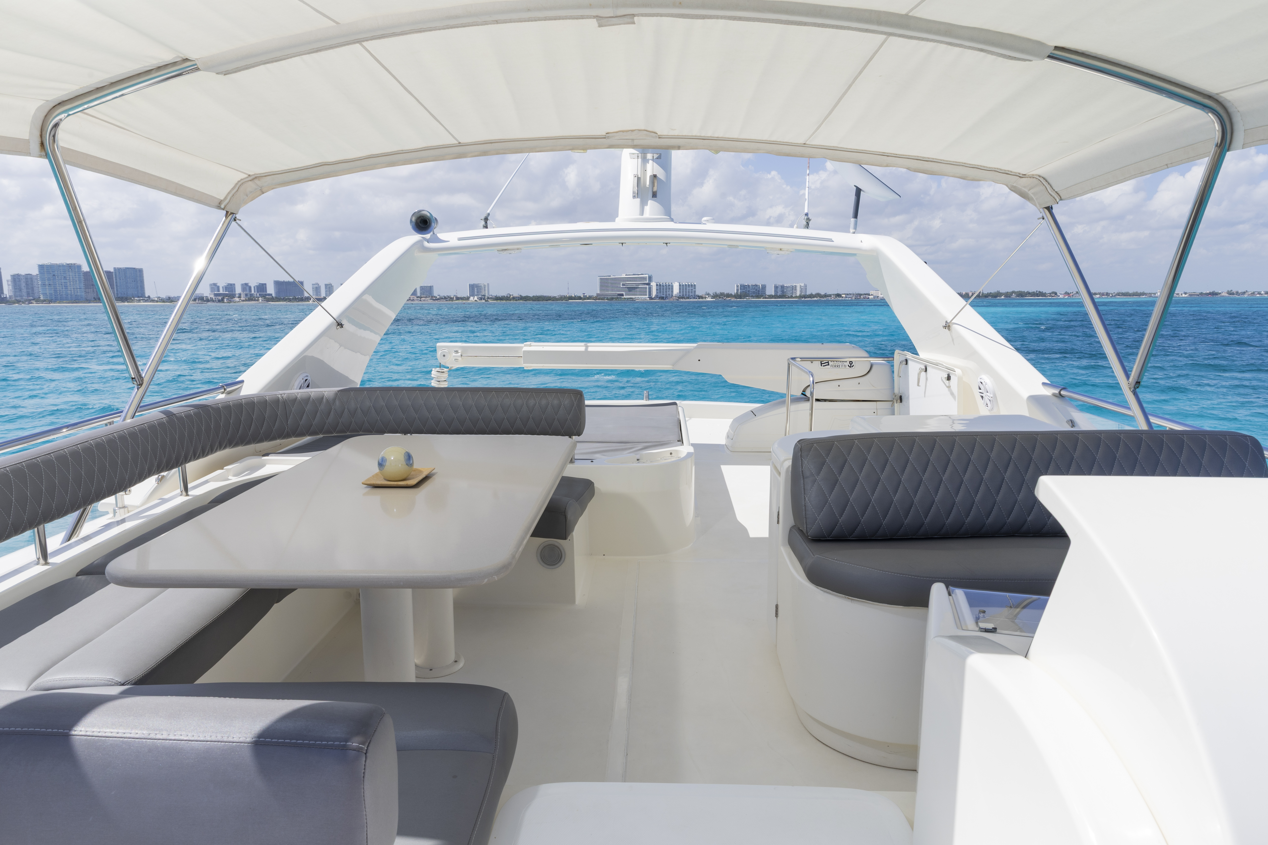 74ft Ferretti yacht rental Miami - navigation bridge and helm station