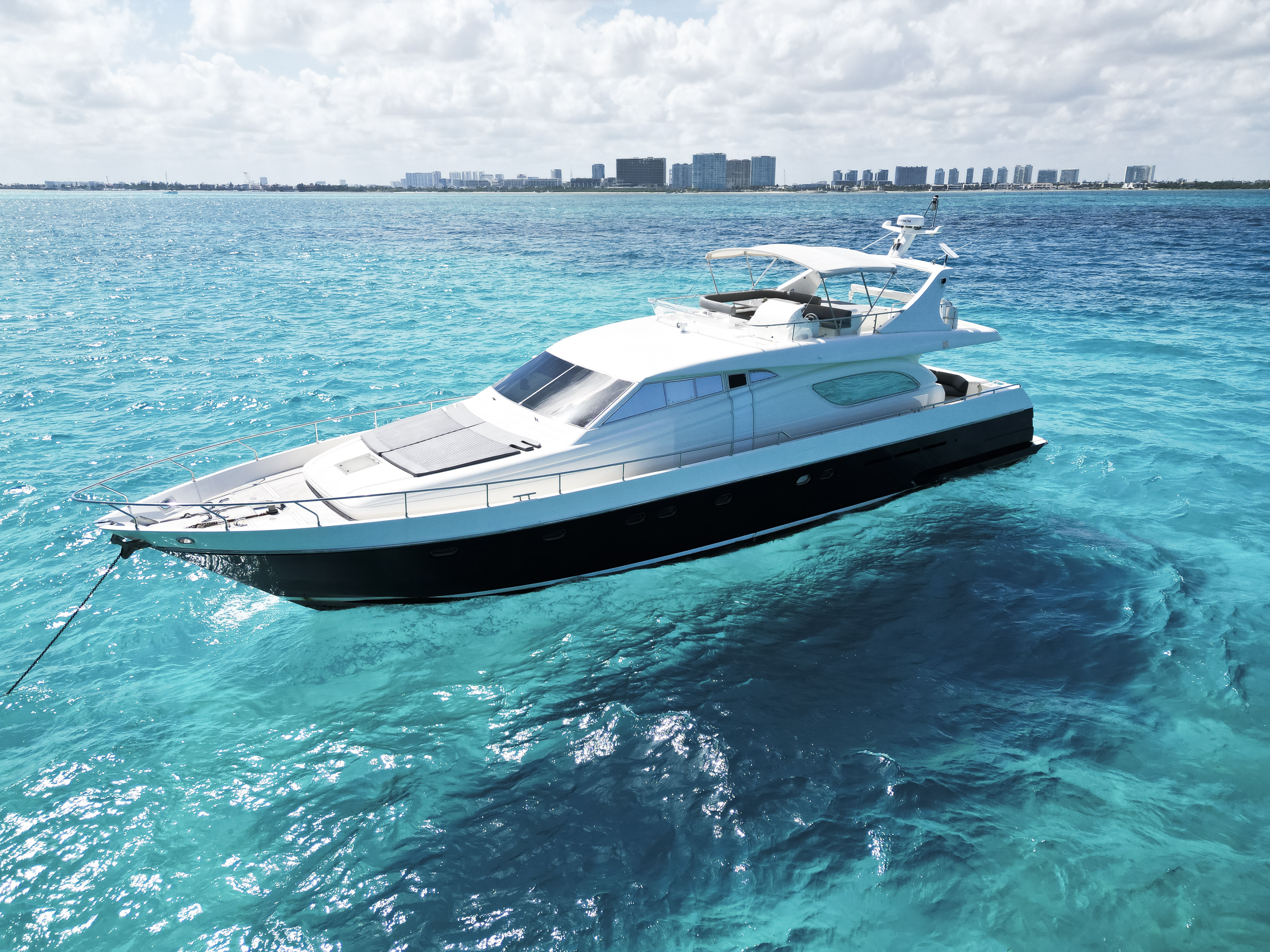 74ft Ferretti yacht rental Miami - premium amenities and entertainment system