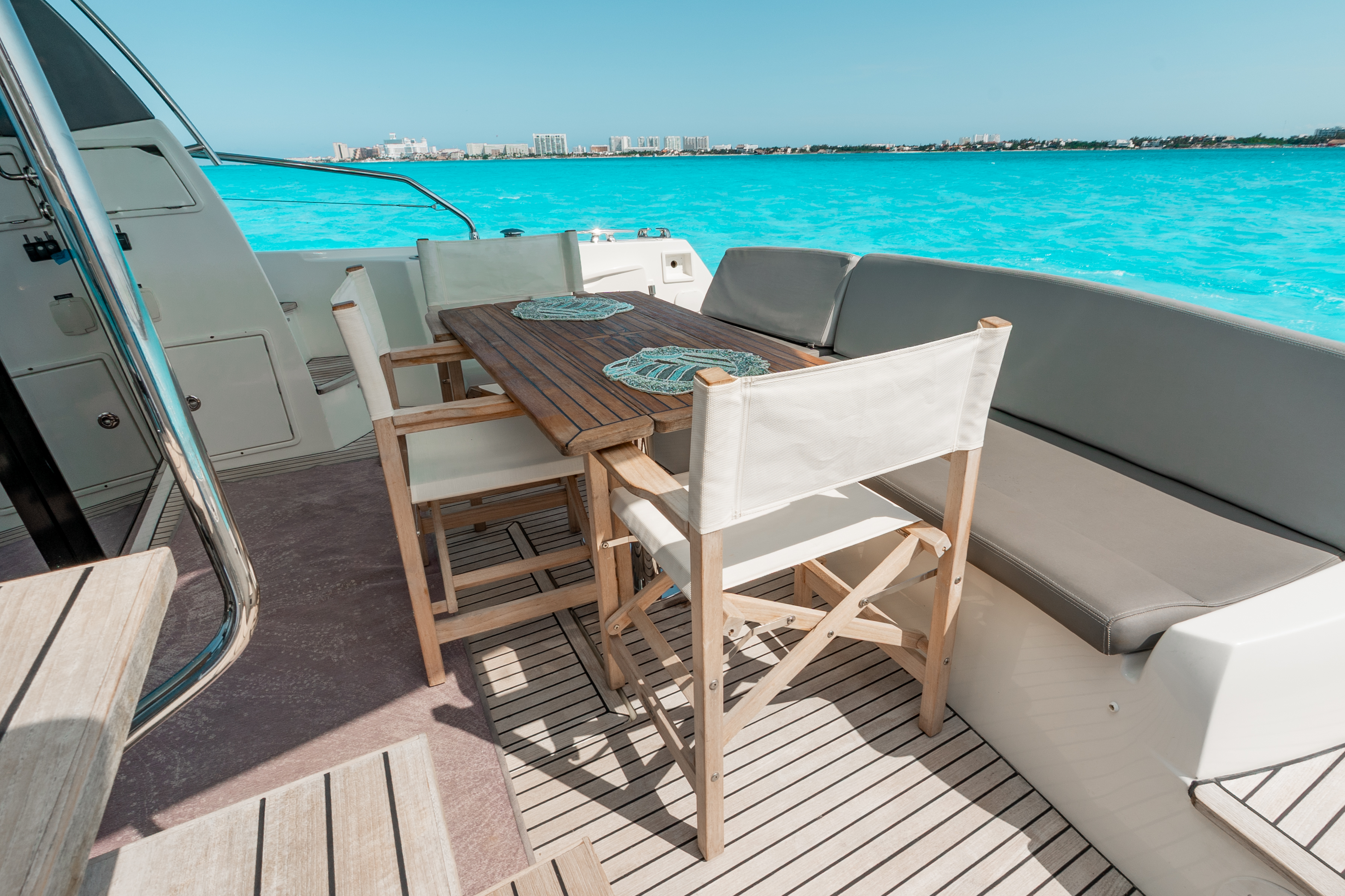 50ft Prestige yacht rental Miami - elegant interior salon for corporate events and private gatherings