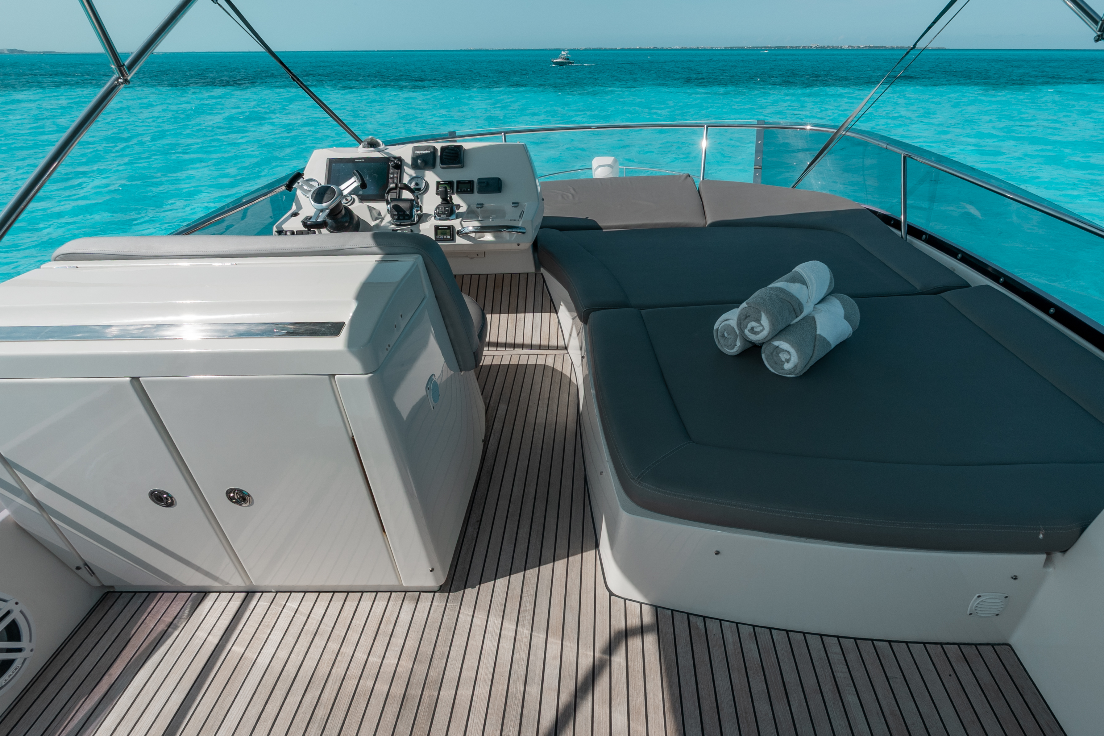 50ft Prestige yacht rental Miami - comfortable lounge area for group celebrations