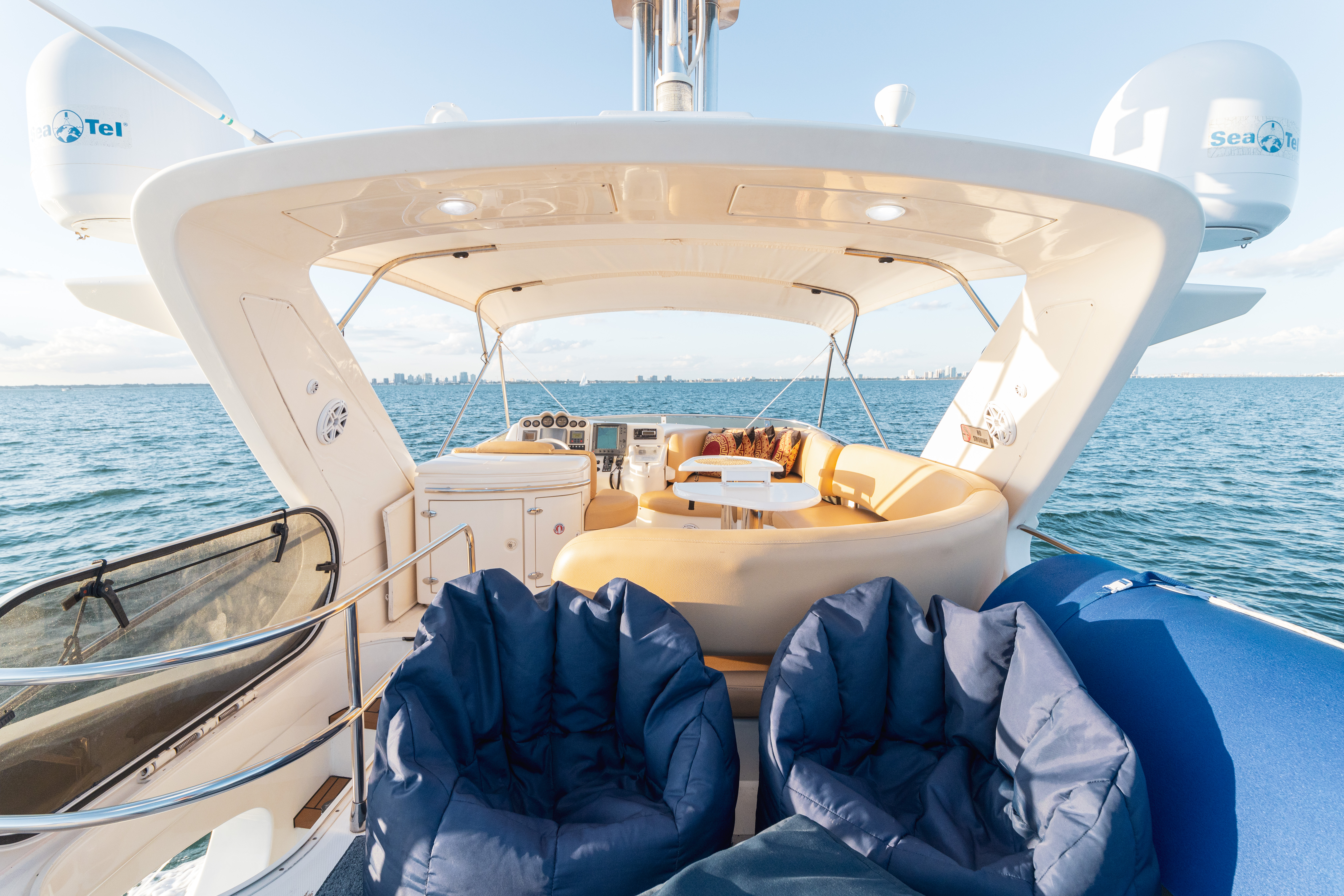 55ft Azimut G yacht rental Miami - spacious deck area ideal for sunset cruises and bachelorette parties