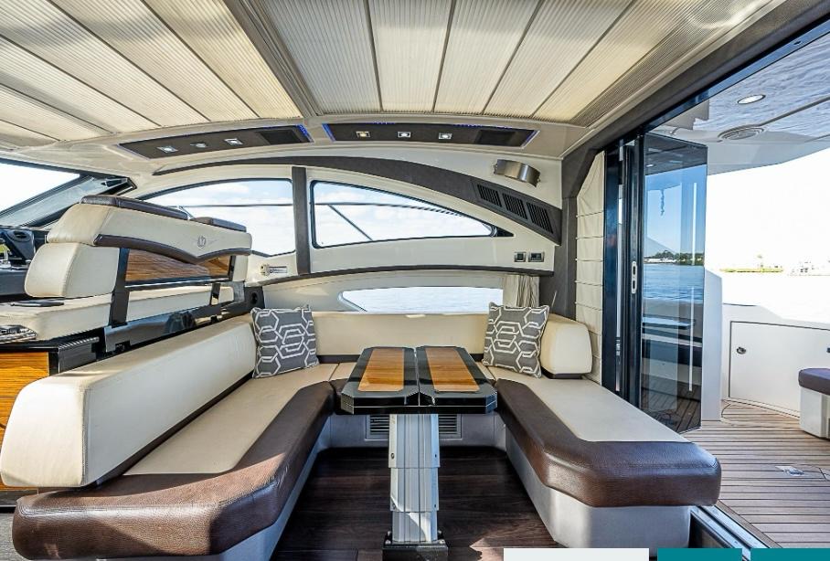 42ft Marquis Sport Coupe yacht rental Miami - comfortable lounge area for group celebrations