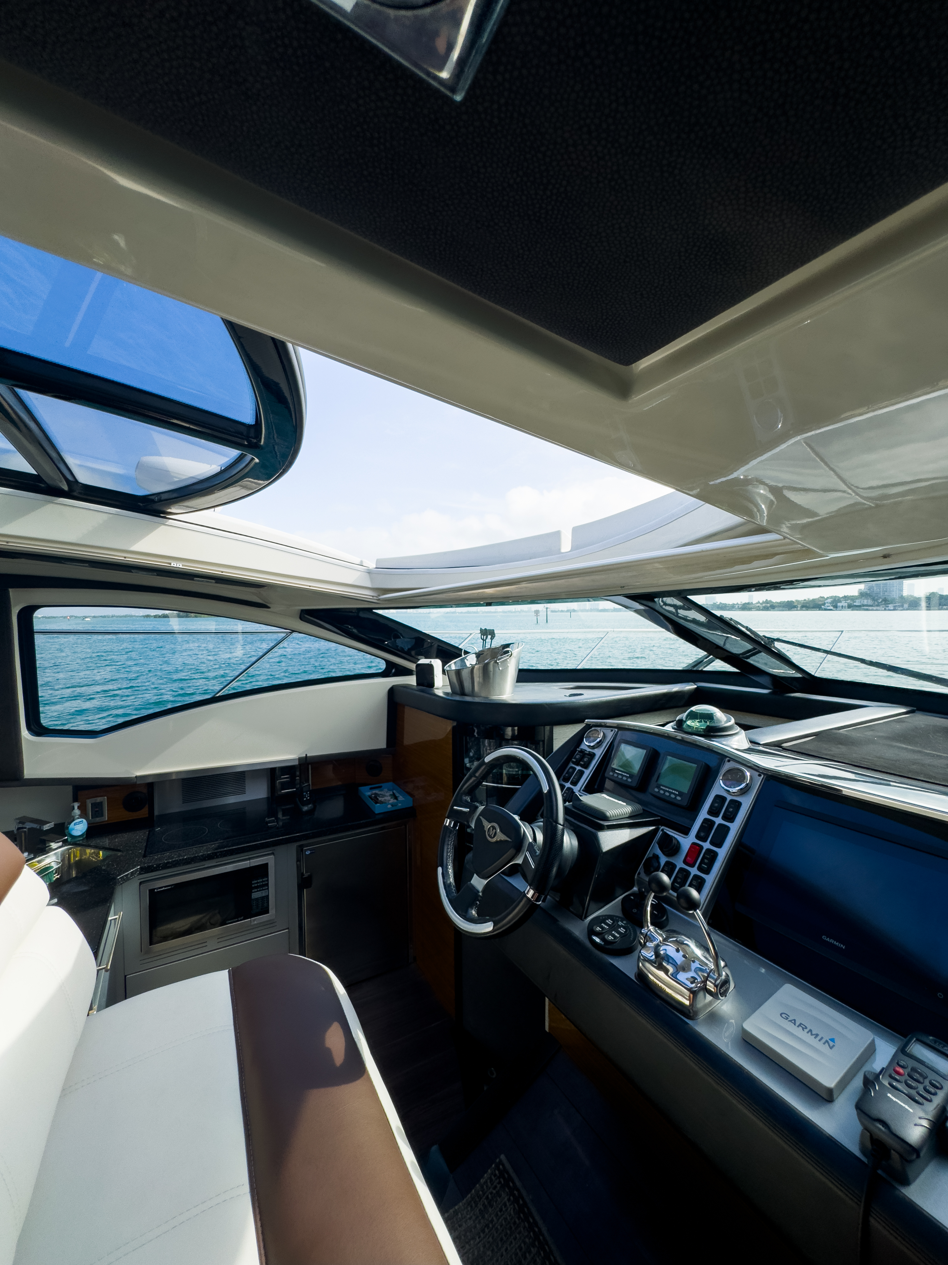 42ft Marquis Sport Coupe yacht rental Miami - navigation bridge and helm station