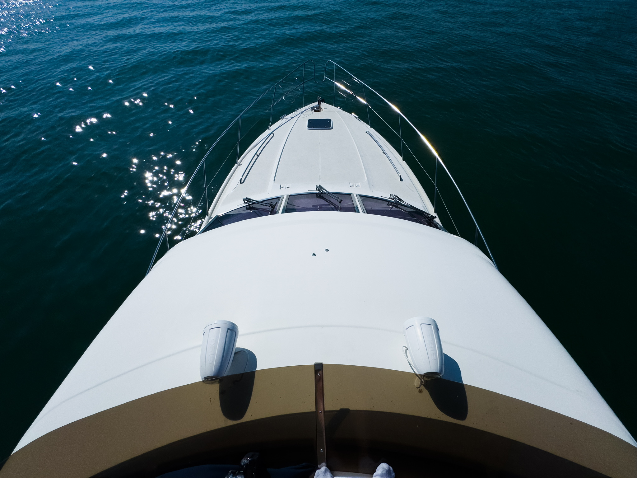 48ft Princess Flybridge yacht rental Miami - flybridge with panoramic views of Miami skyline