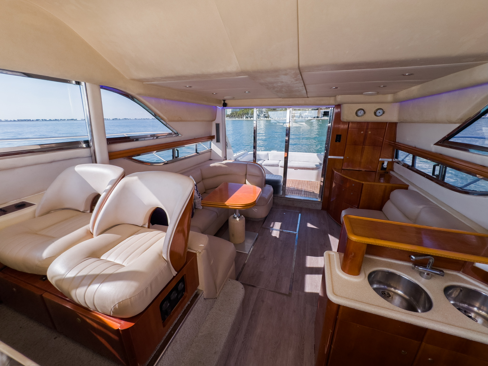48ft Princess Flybridge yacht rental Miami - navigation bridge and helm station