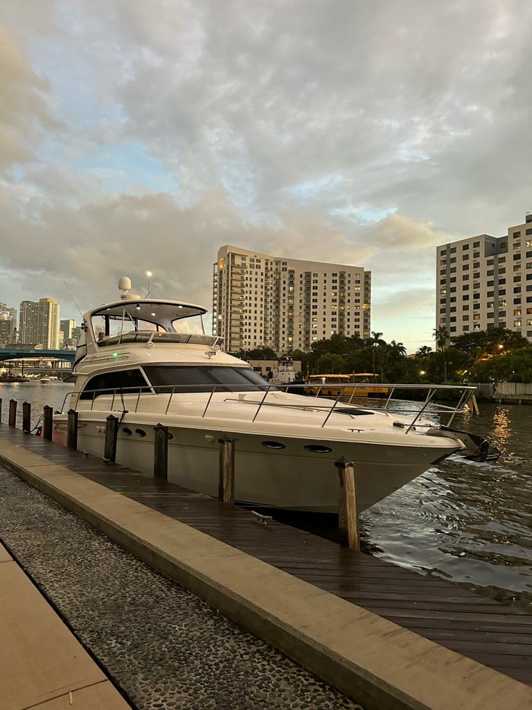 52ft Sea Ray Sedan Bridge yacht rental Miami - stern swim platform with water access for snorkeling