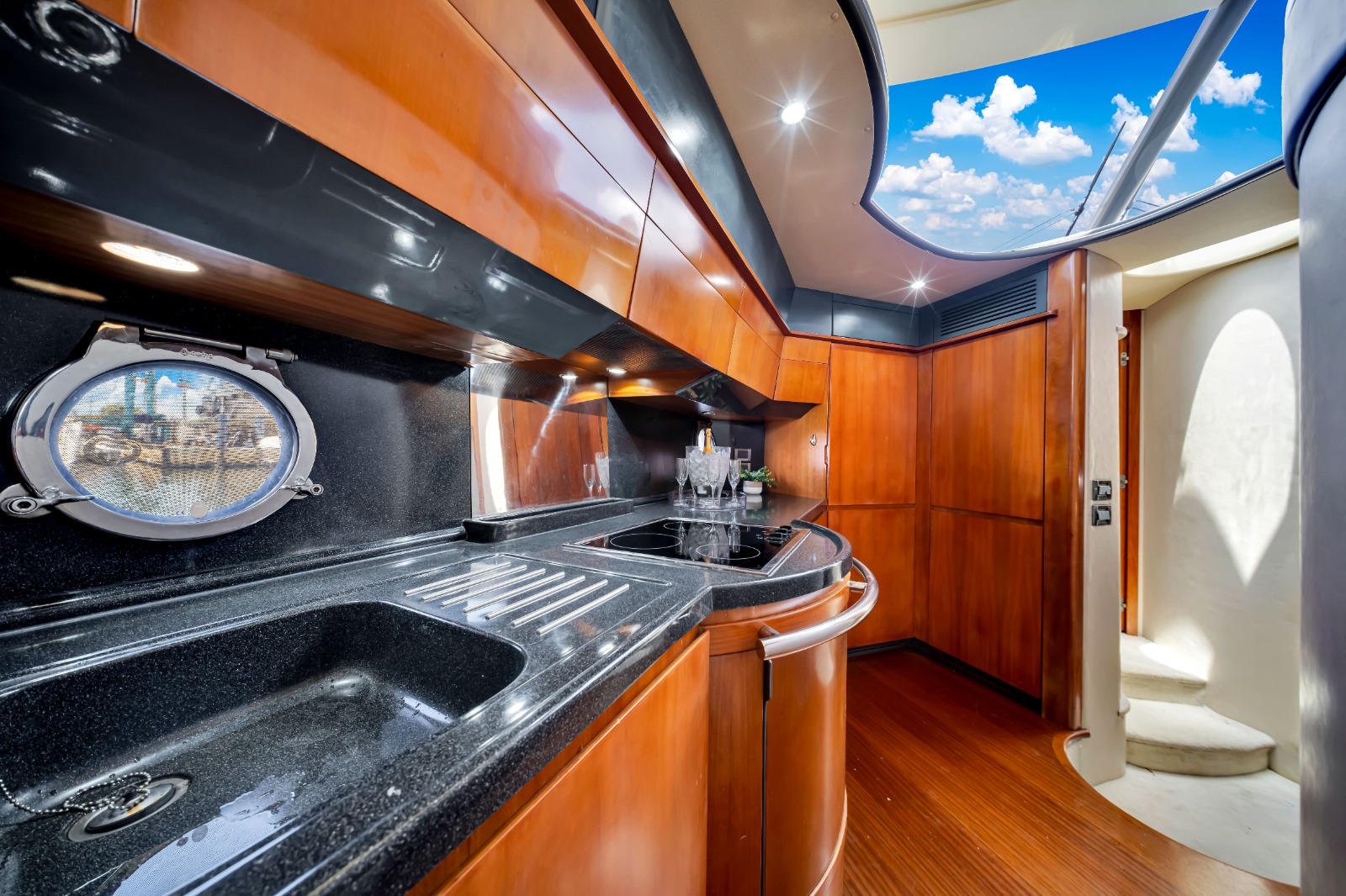 55ft Pink Panther Flybridge yacht rental Miami - elegant interior salon for corporate events and private gatherings