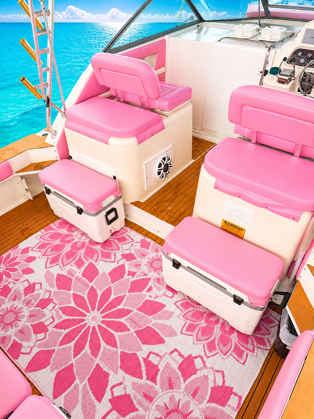 38ft Pink Express Cruiser yacht rental Miami - premium amenities and entertainment system