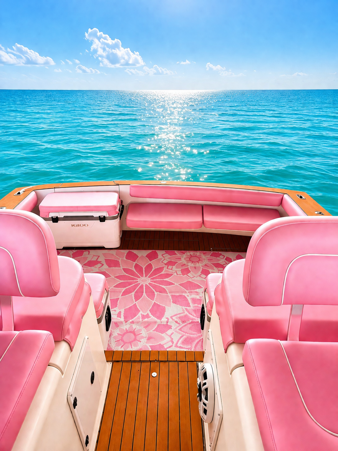 38ft Pink Express Cruiser yacht rental Miami - navigation bridge and helm station