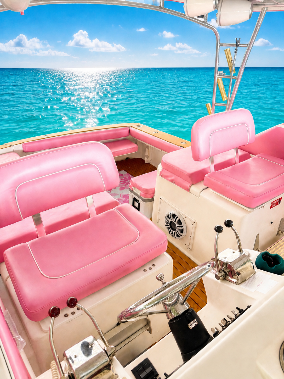 38ft Pink Express Cruiser yacht rental Miami - galley kitchen for catered yacht events