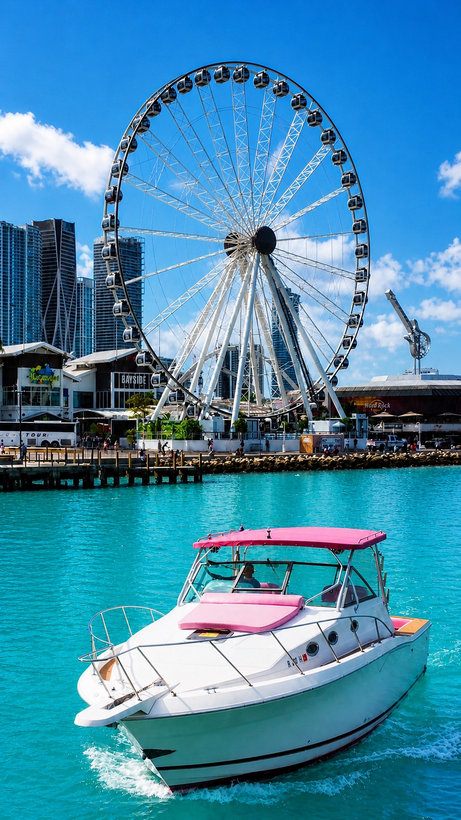 38ft Pink Express Cruiser yacht rental Miami - elegant interior salon for corporate events and private gatherings