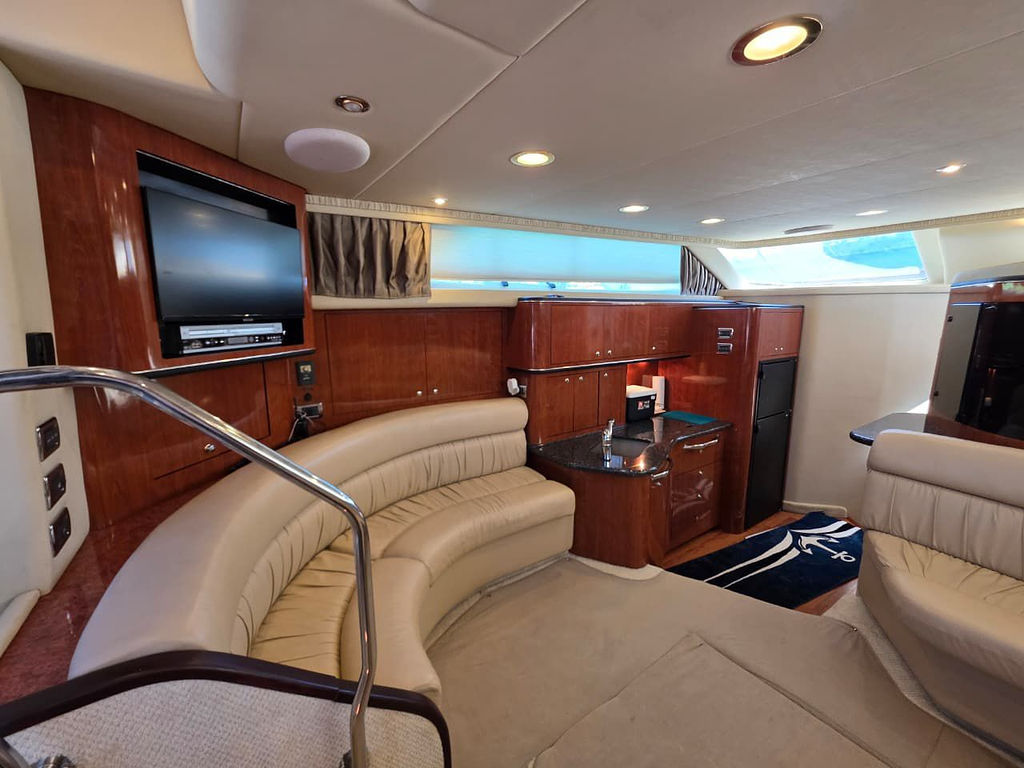 48ft Sea Ray yacht rental Miami - comfortable lounge area for group celebrations