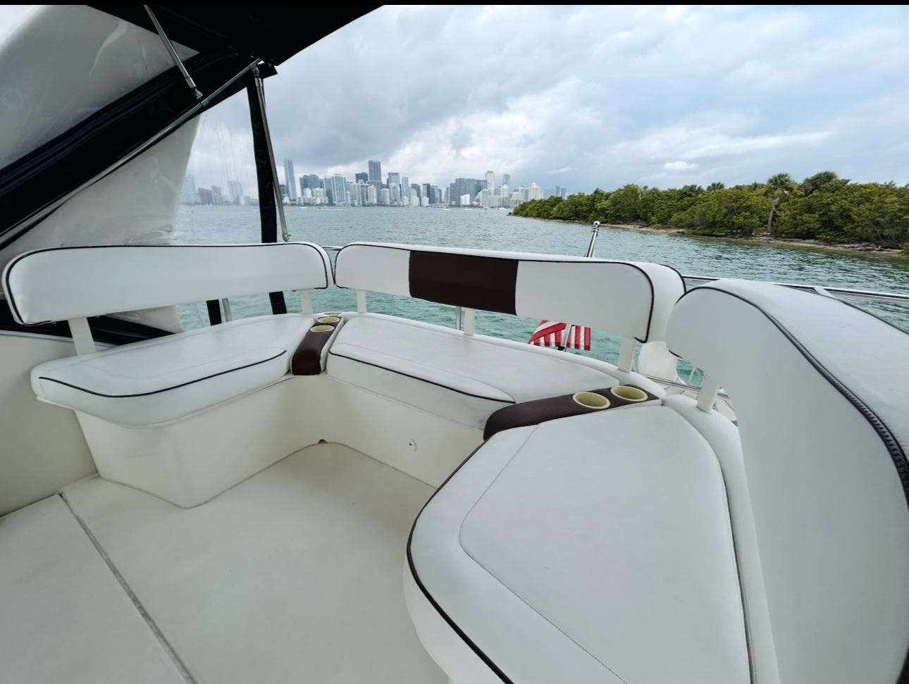 45ft Silverton Obsession yacht rental Miami - premium amenities and entertainment system