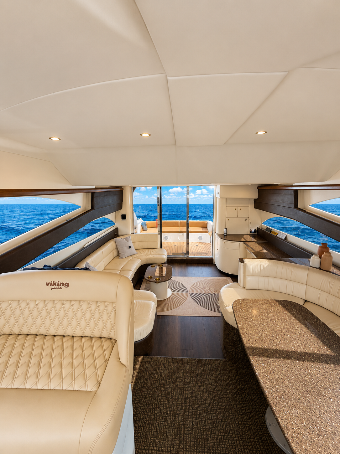 55ft Viking Roma CG yacht rental Miami - galley kitchen for catered yacht events
