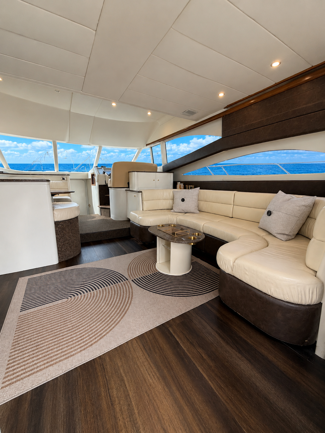 55ft Viking Roma CG yacht rental Miami - comfortable lounge area for group celebrations