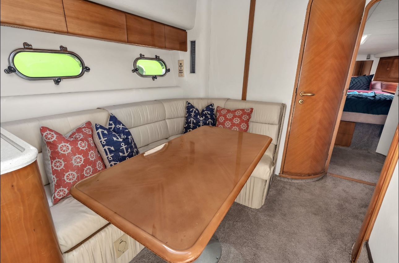 55ft Viking Arki yacht rental Miami - comfortable lounge area for group celebrations