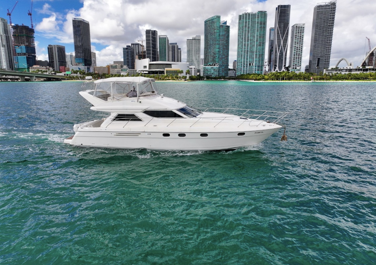 55ft Viking Arki yacht rental Miami - spacious deck area ideal for sunset cruises and bachelorette parties